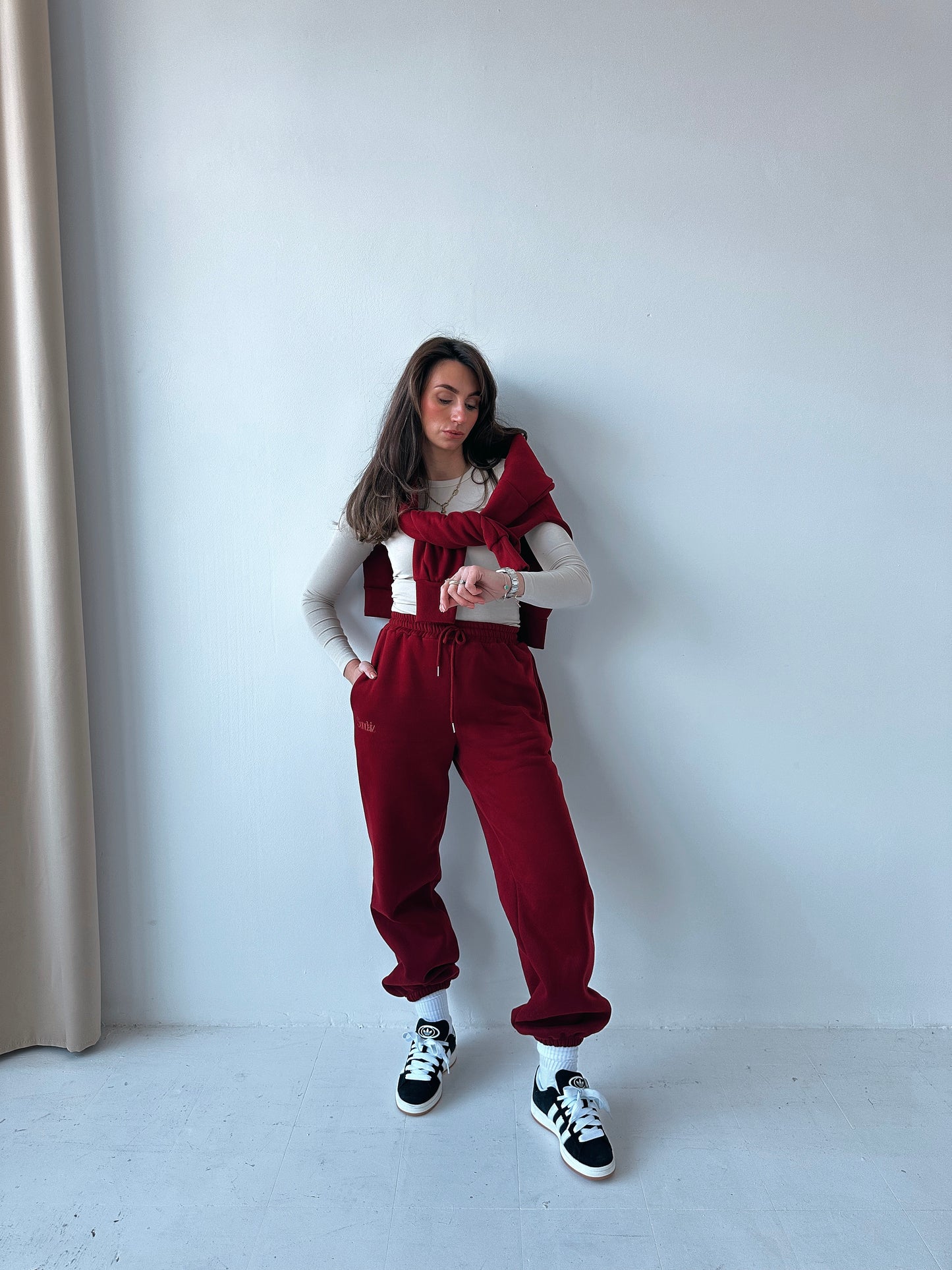 Fleece Joggers in Ruby 40% OFF WAS £32