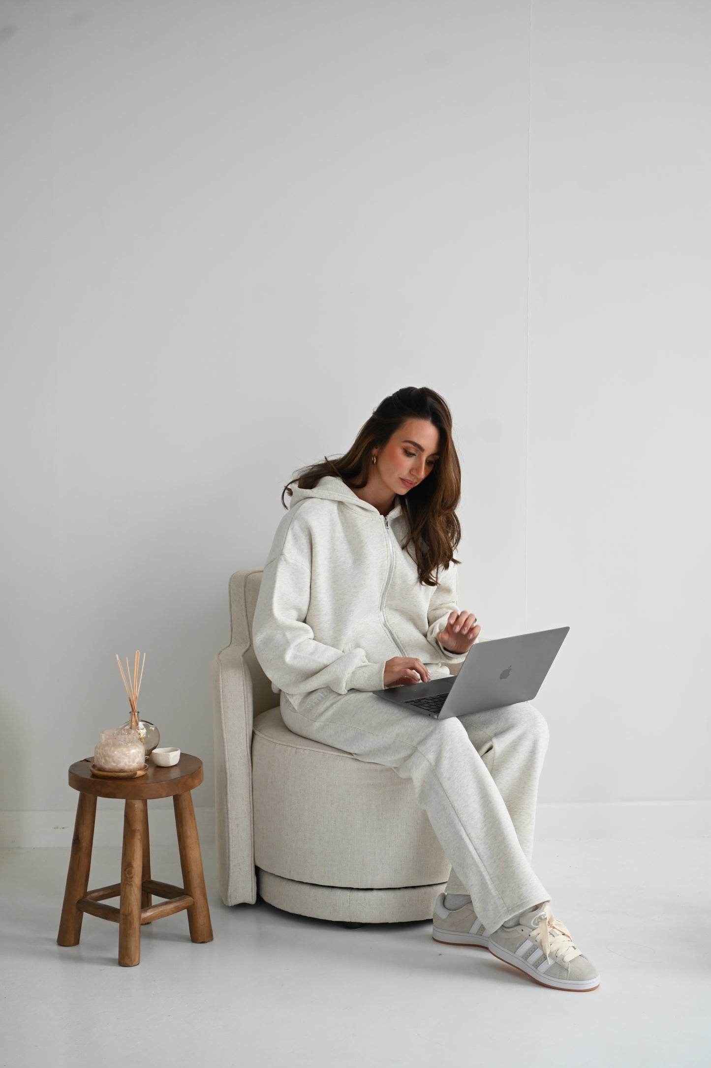 Fleece straight leg pants in Marl Grey