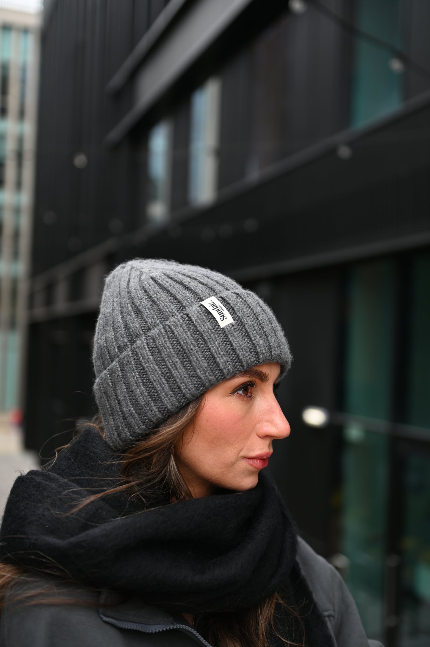 Luxury Cashmere & Cotton Blend Knitted Beanie, Silk Satin Lined.
