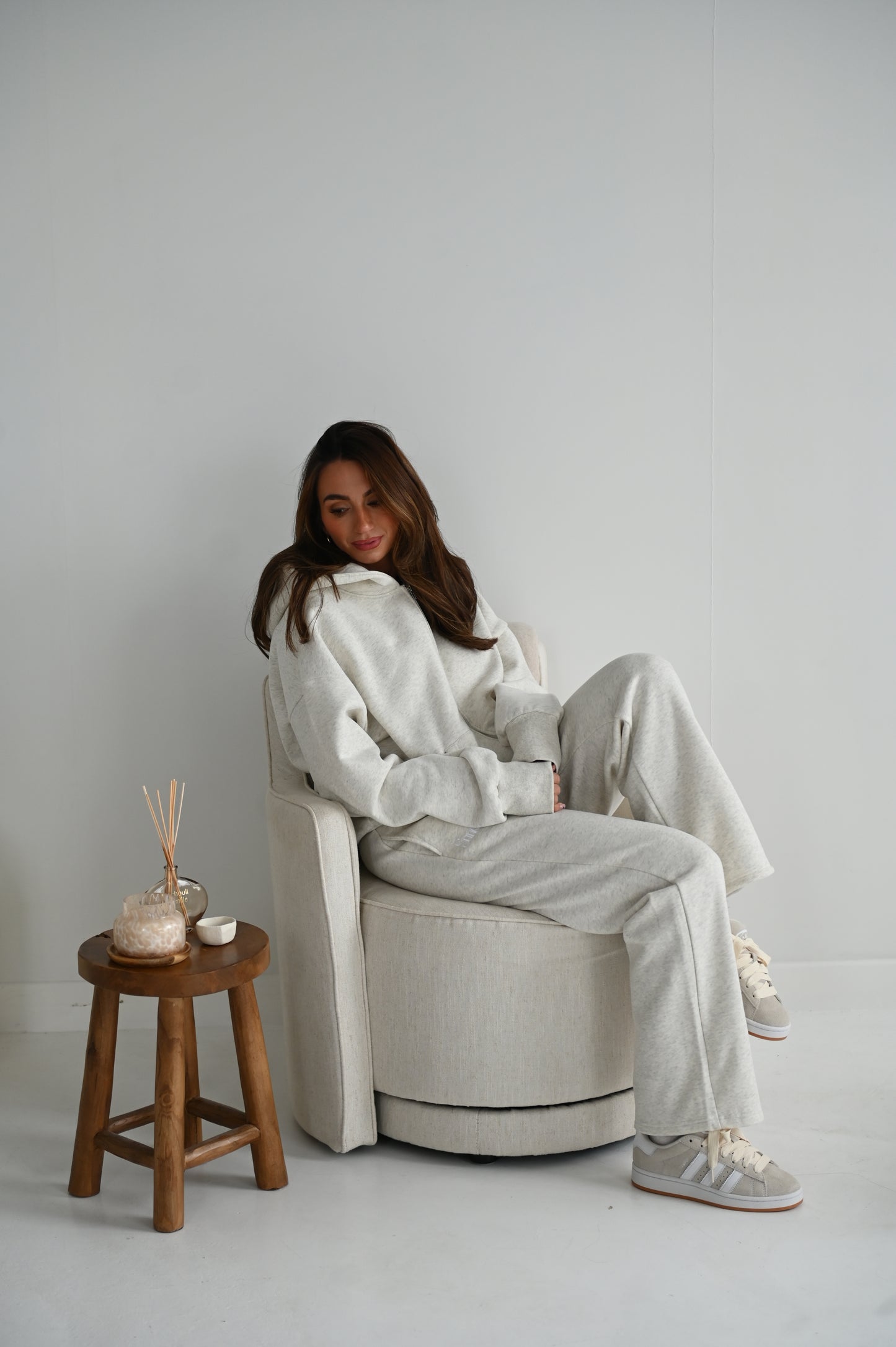 Fleece straight leg pants in Marl Grey