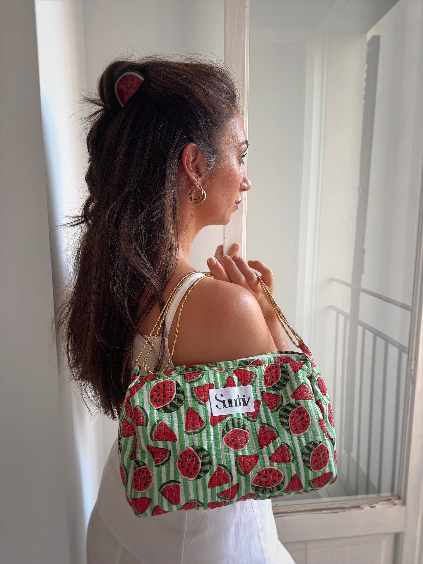 Watermelon Quilted cotton cosmetic bags