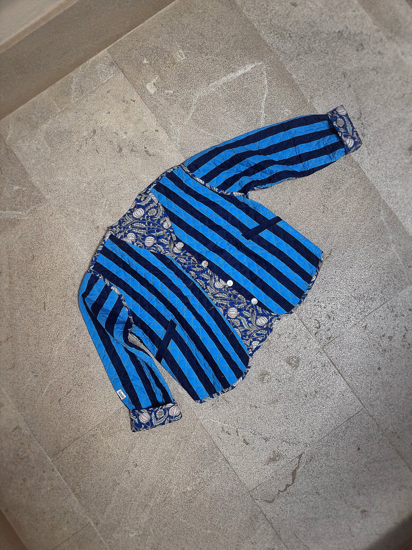 Blue stripe quilted cotton jacket 40% OFF was £38