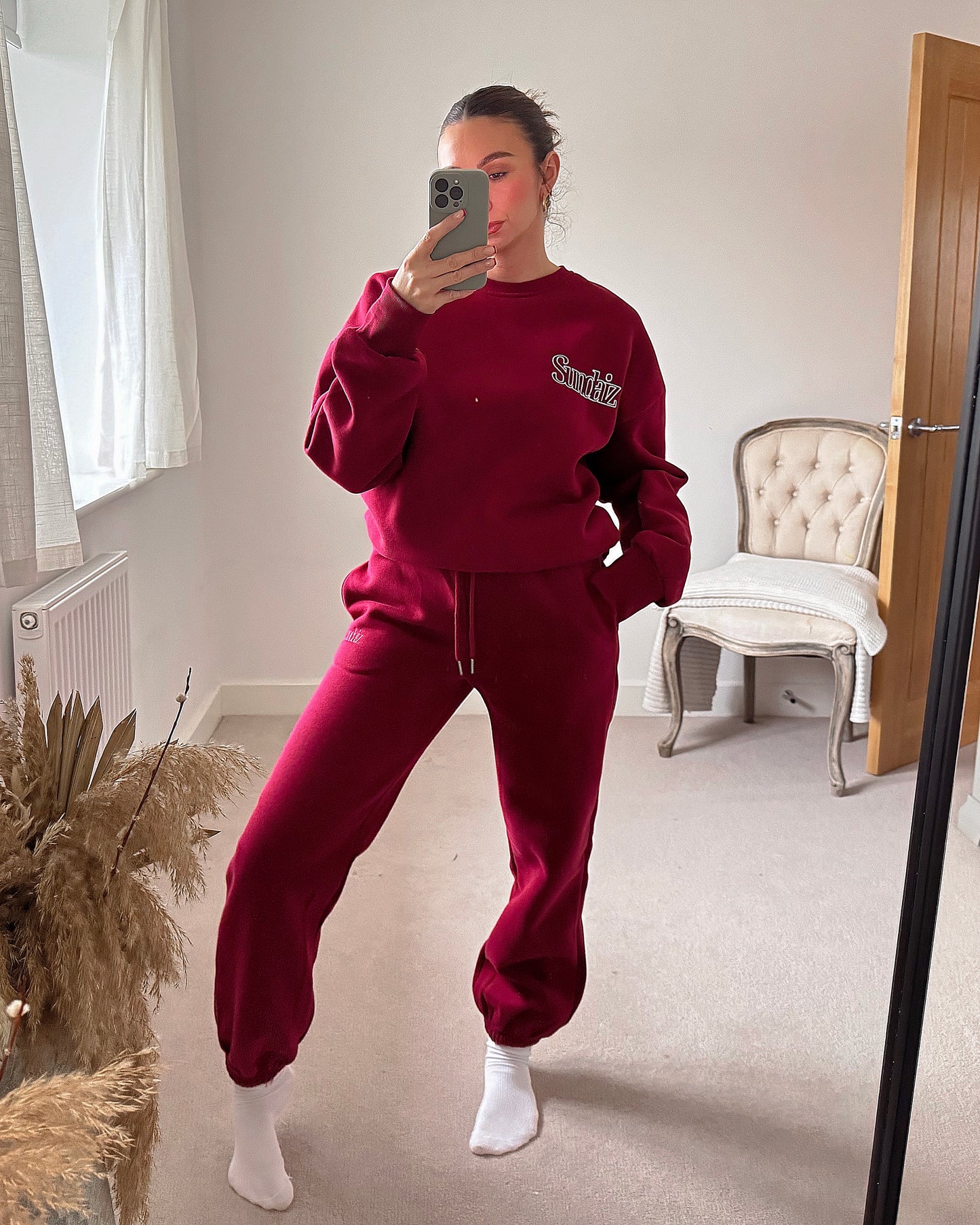 Fleece Joggers in Ruby 40% OFF WAS £32