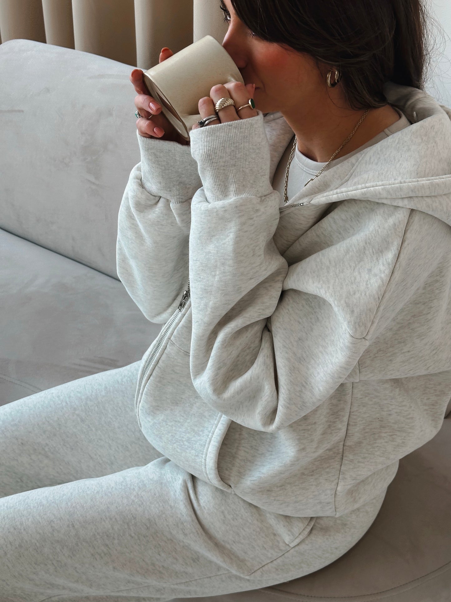 Marl Grey Hoodie with zipper