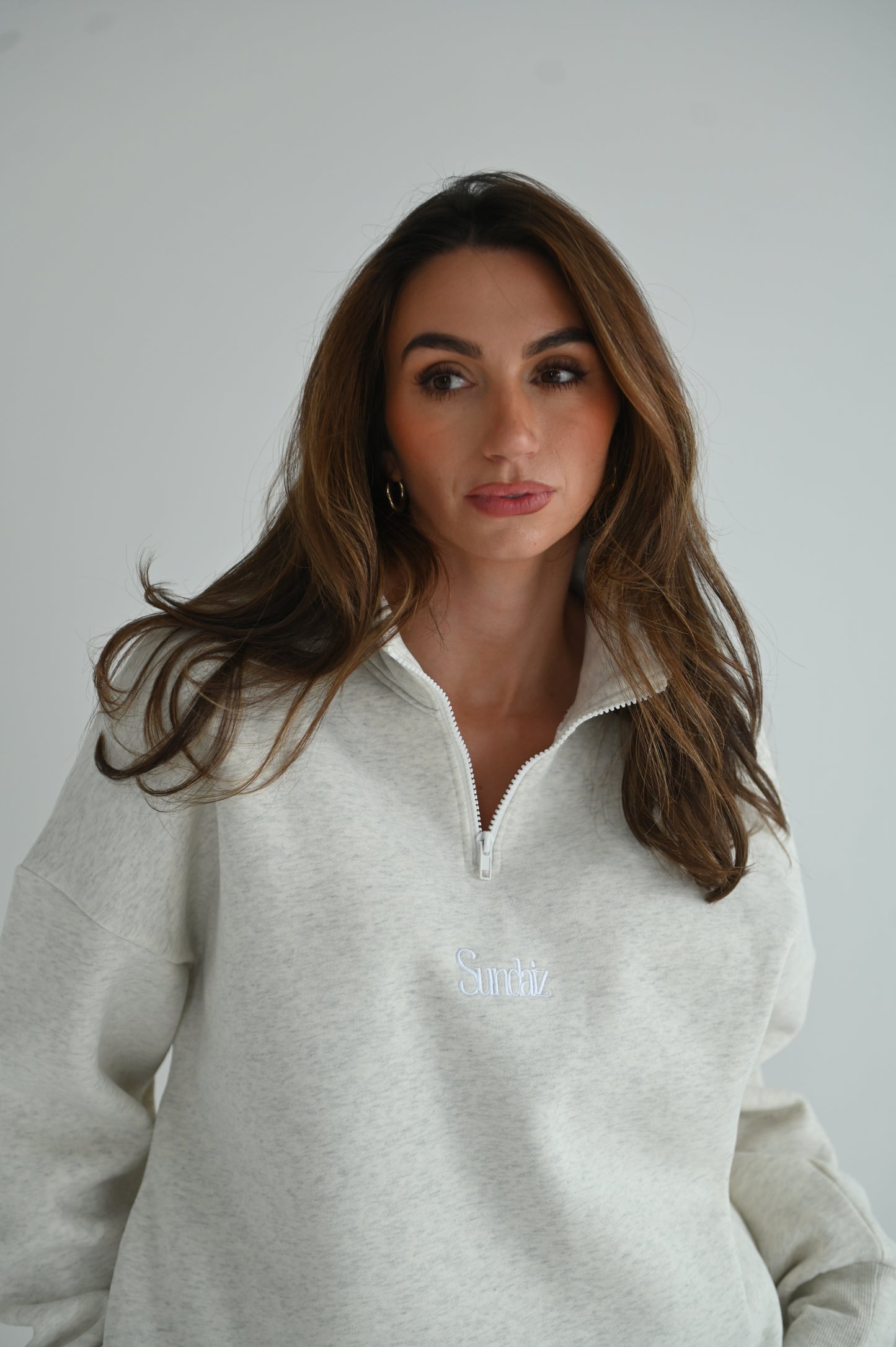 Marl Grey Quarter zip