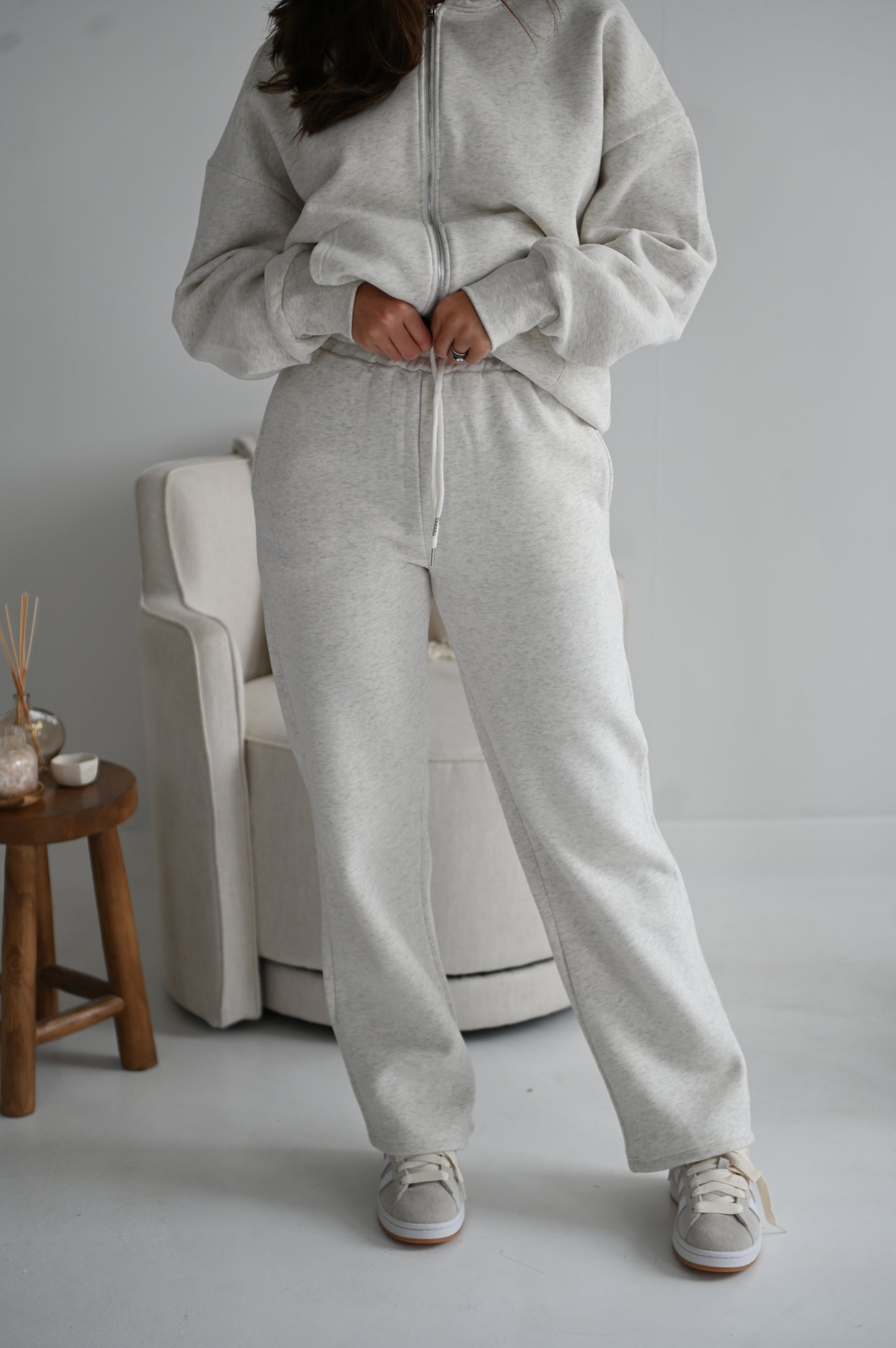 Fleece straight leg pants in Marl Grey