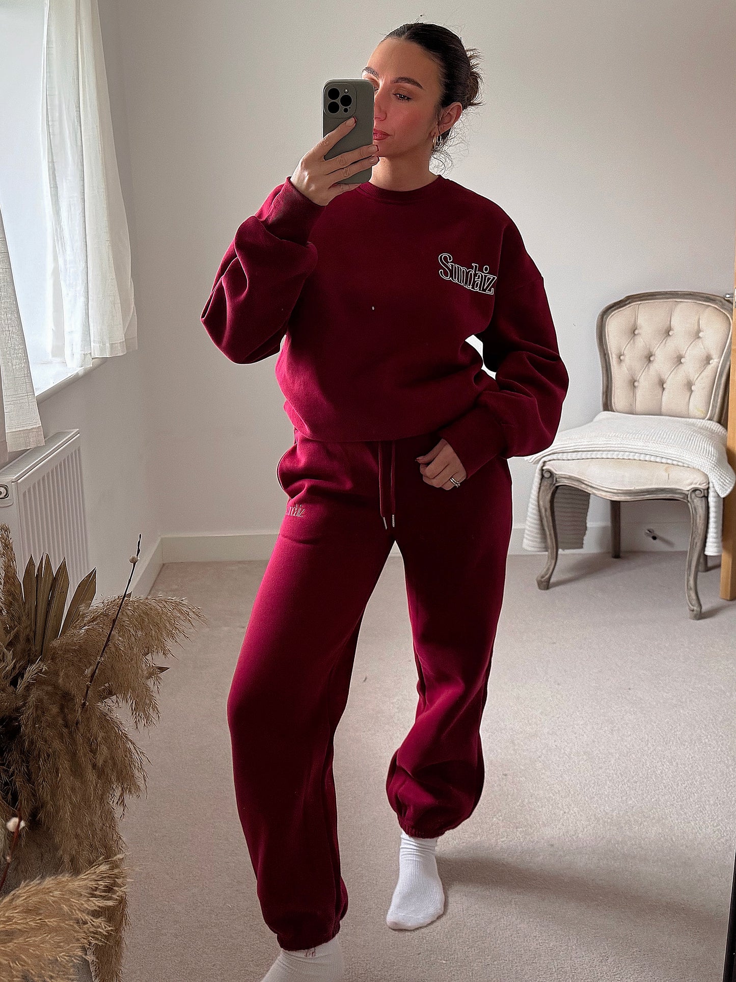 Fleece Joggers in Ruby 40% OFF WAS £32