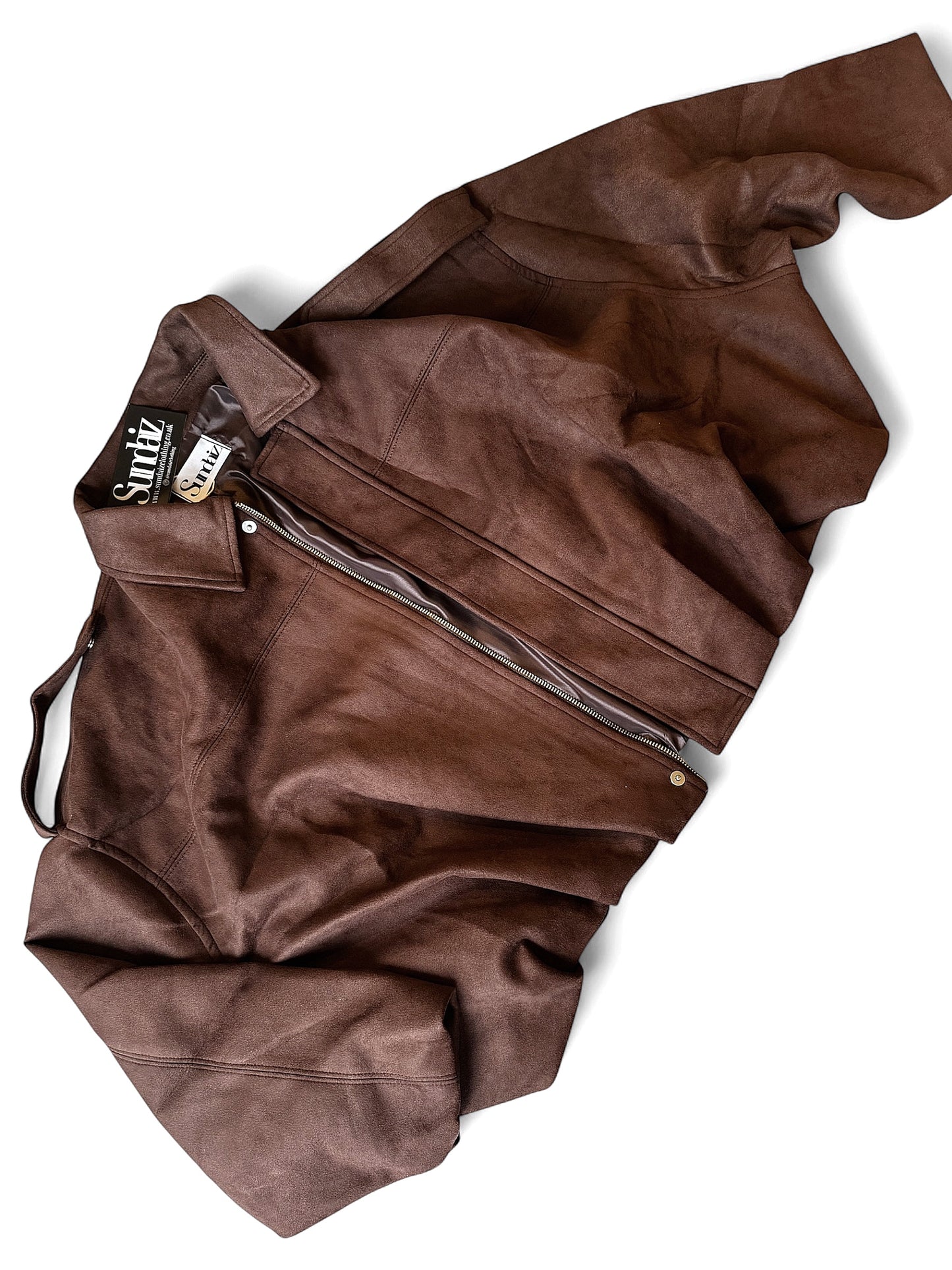 Oversized suede touch bomber jacket in CHOCOLATE