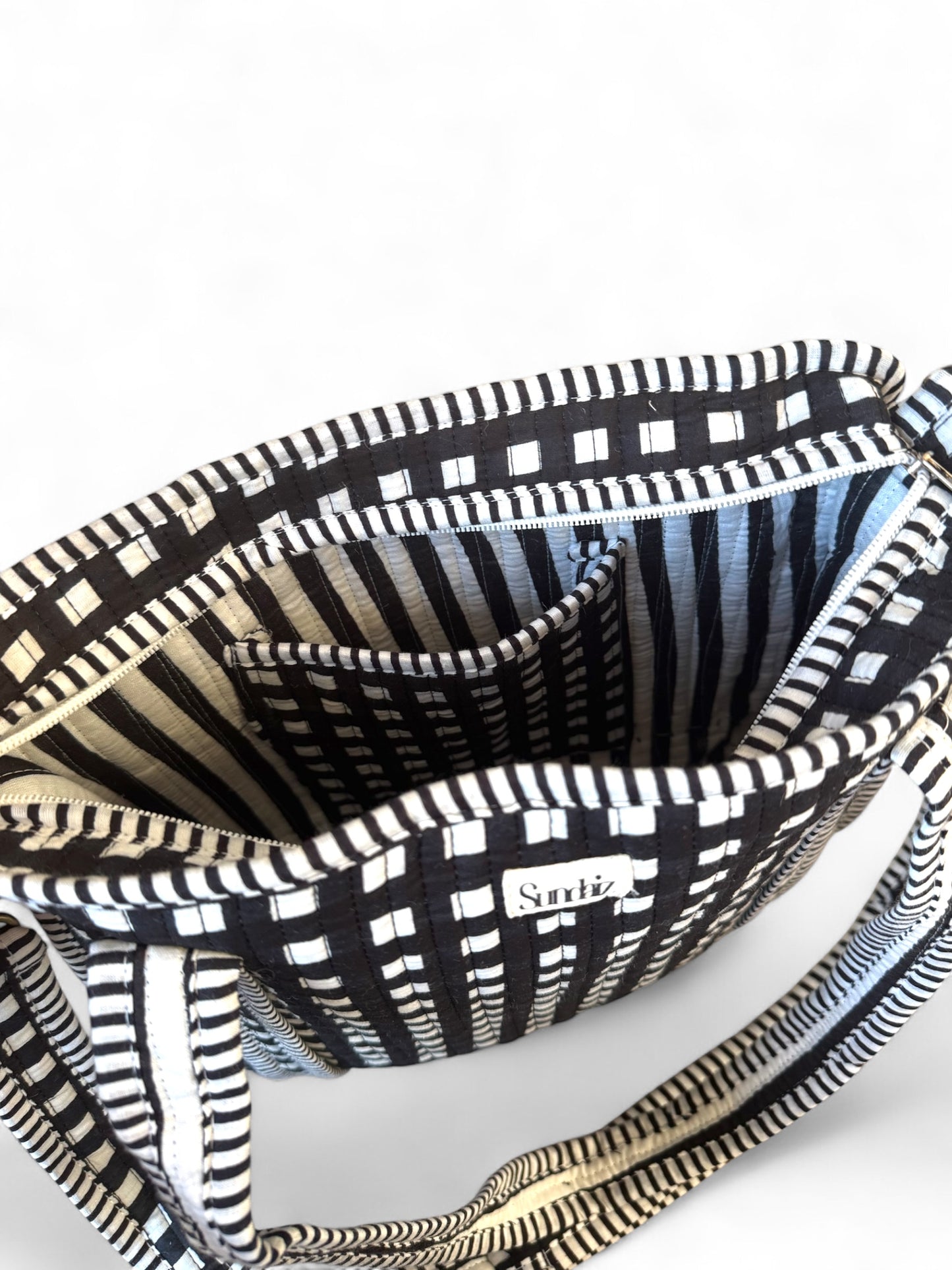 Black gingham tote bag 12x12