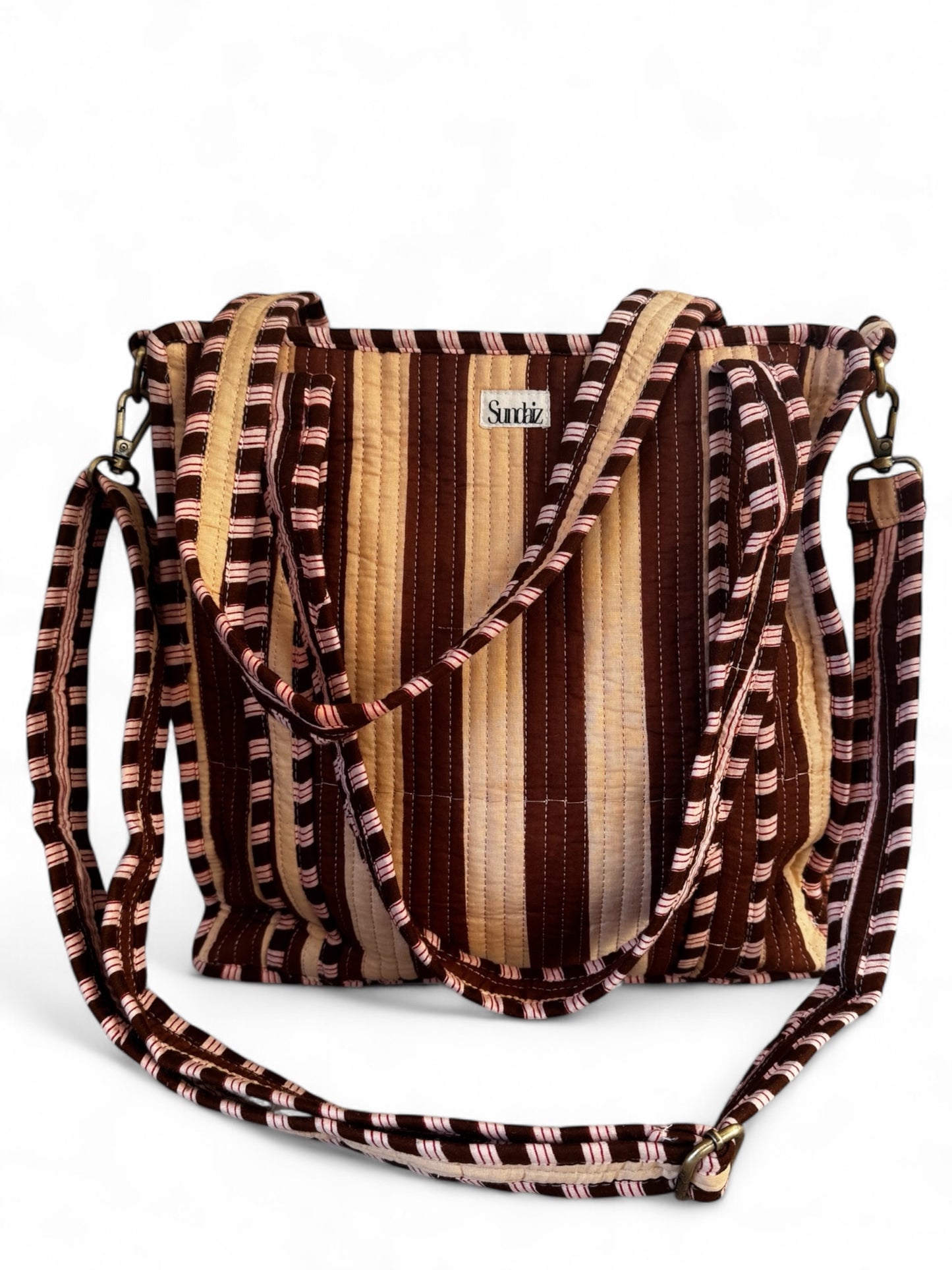 Chocolate stripe bags.