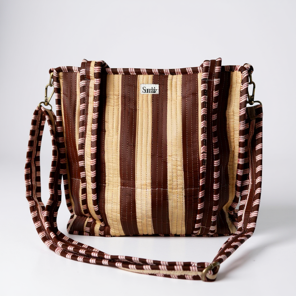 Chocolate stripe bags.
