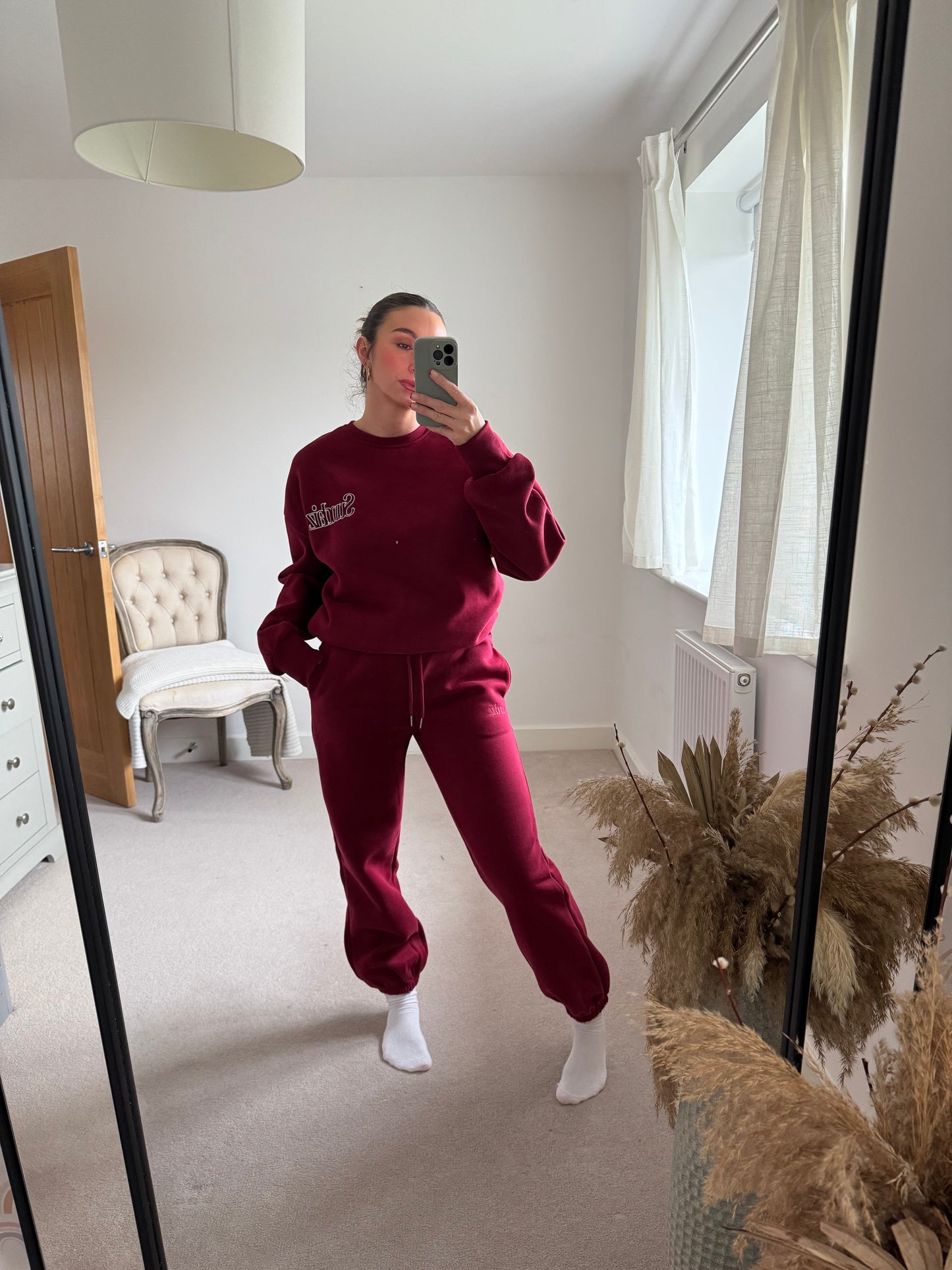 Fleece Joggers in Ruby 40% OFF WAS £32