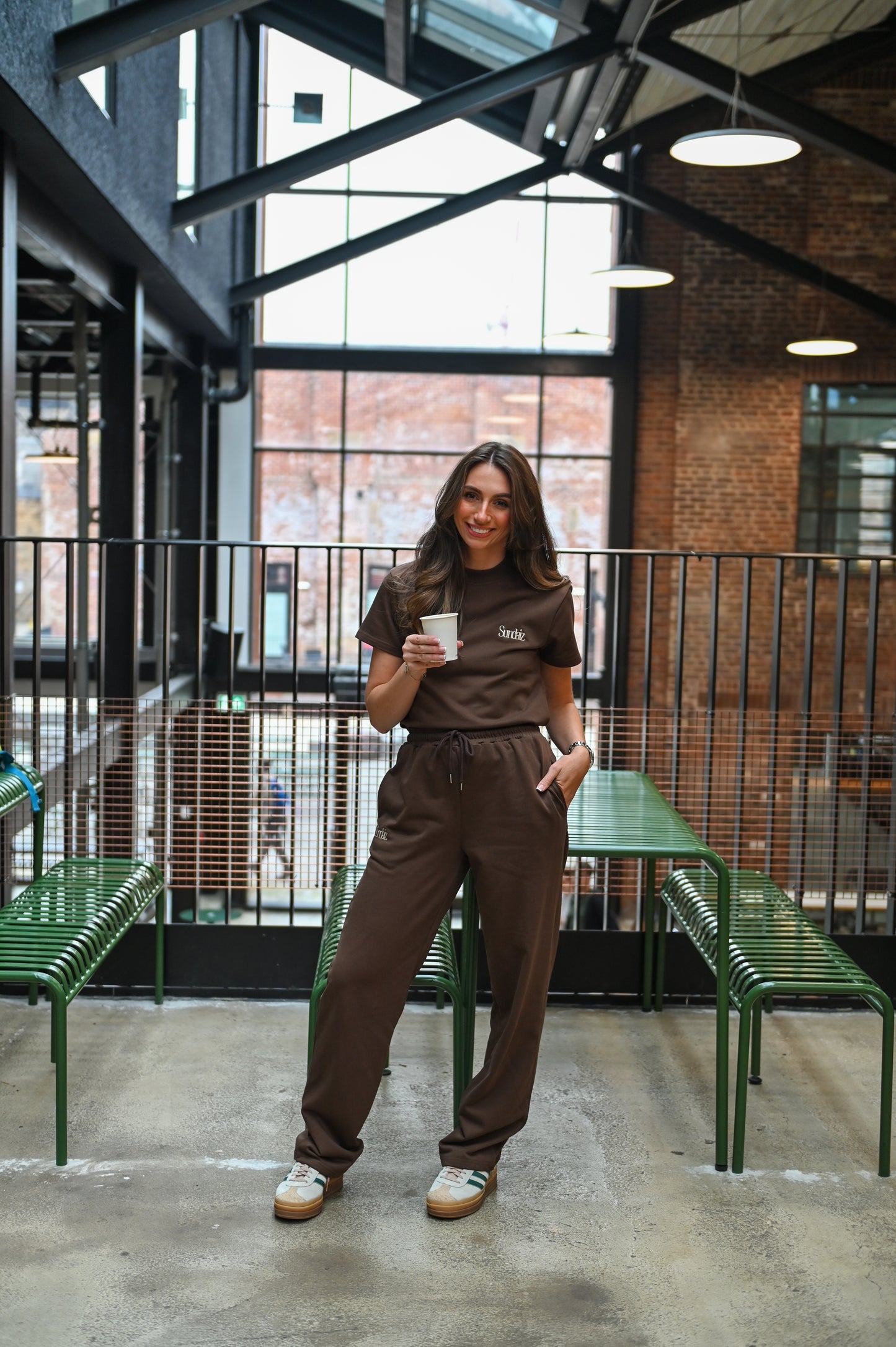 Chocolate french cotton, straight leg pants