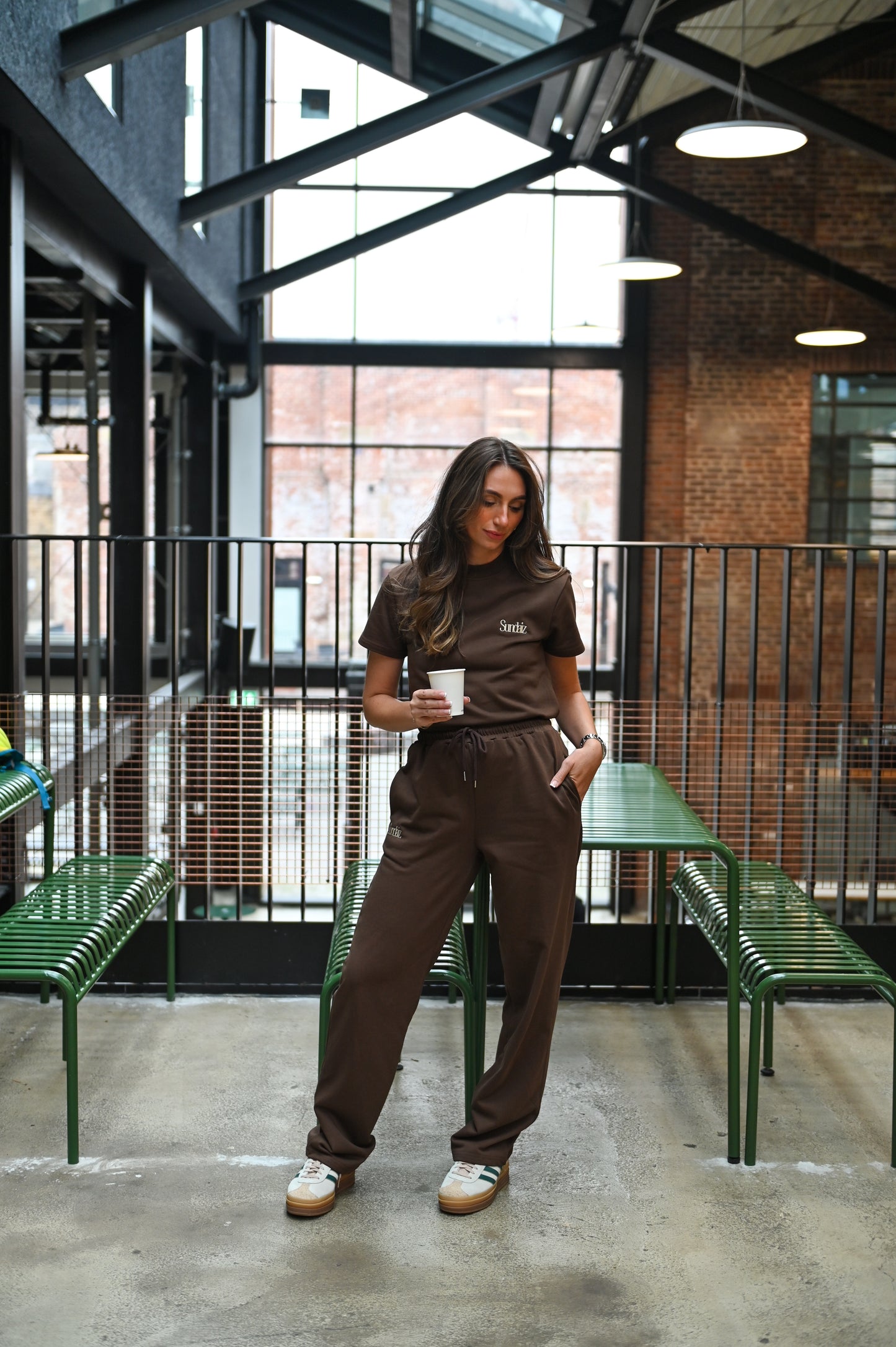 Chocolate french cotton, straight leg pants