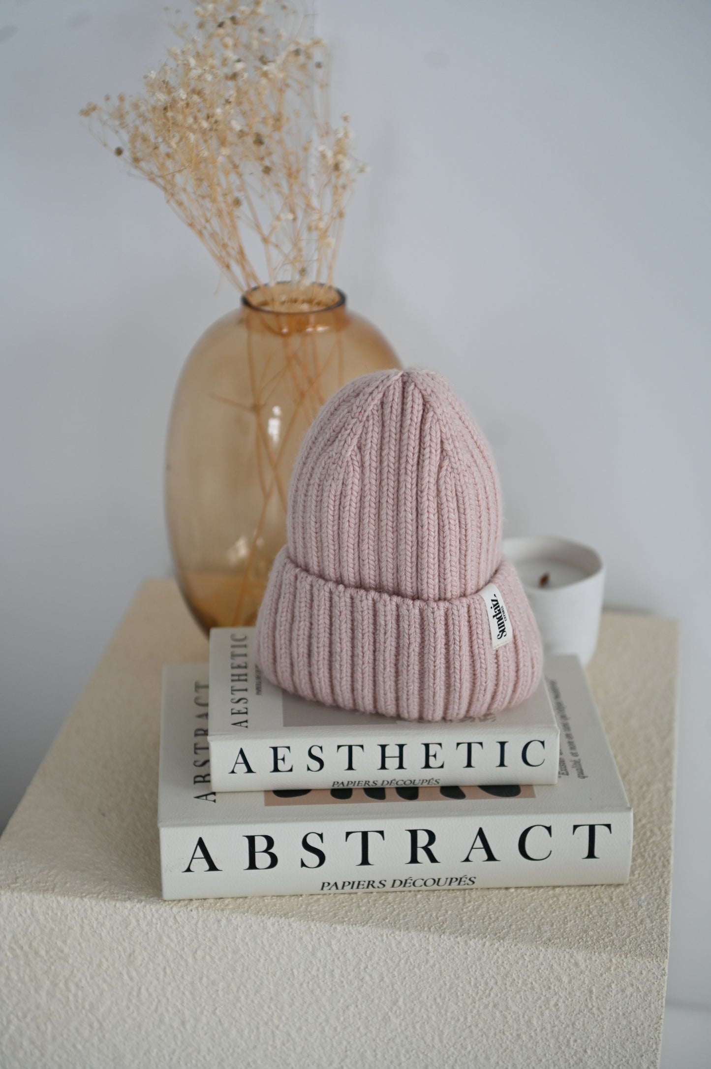 Luxury Cashmere & Cotton Blend Knitted Beanie, Silk Satin Lined.