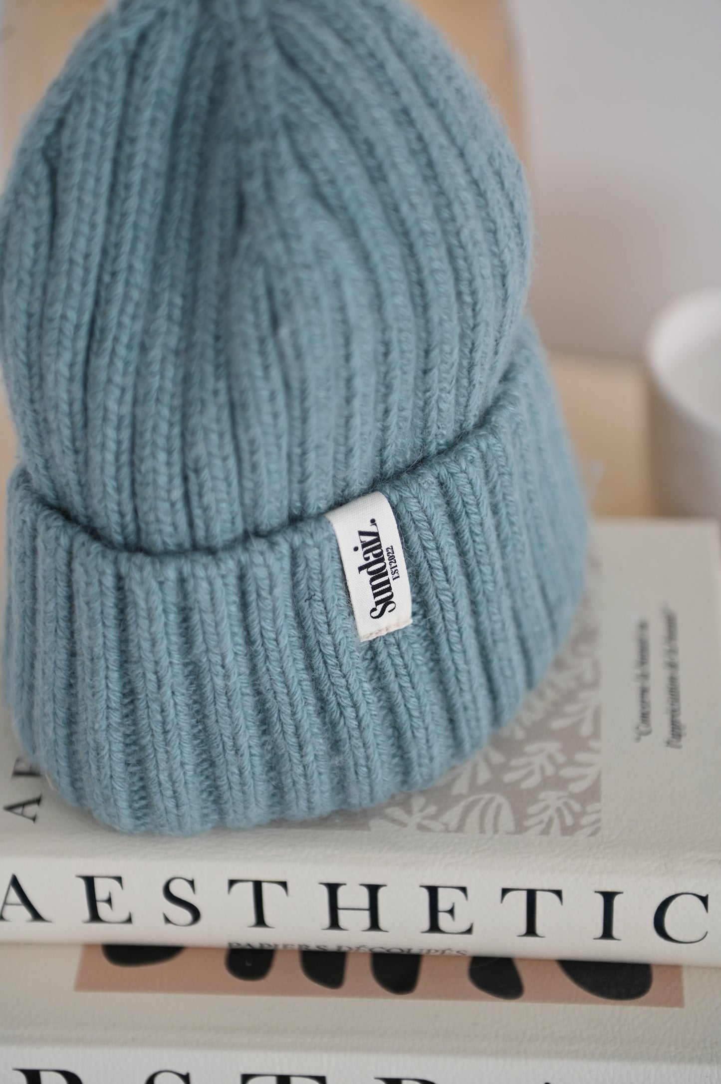 Luxury Cashmere & Cotton Blend Knitted Beanie, Silk Satin Lined.