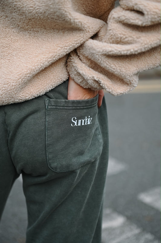 Acid Wash Barrel Leg Pants (Olive)