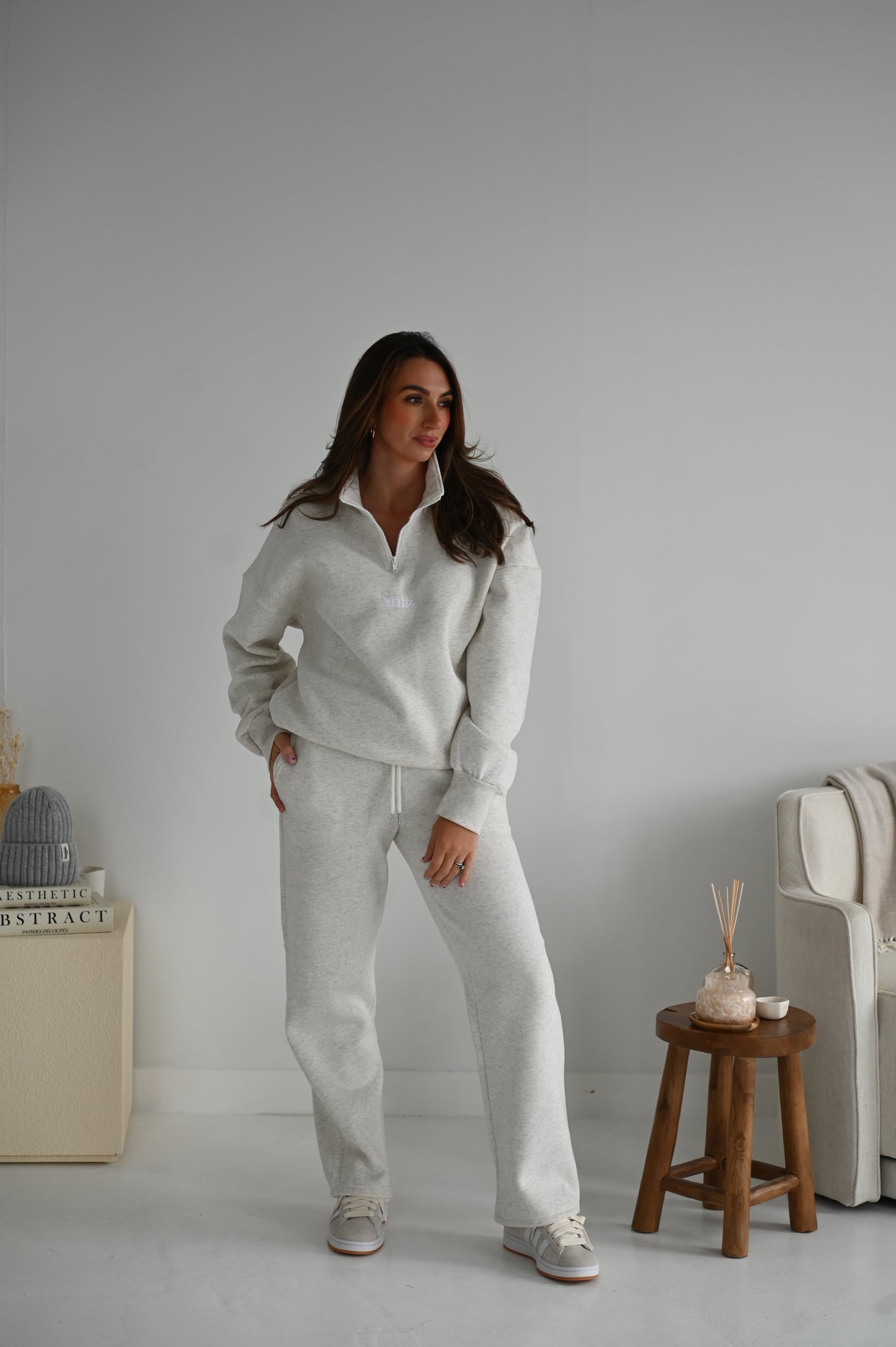 Marl Grey Quarter zip