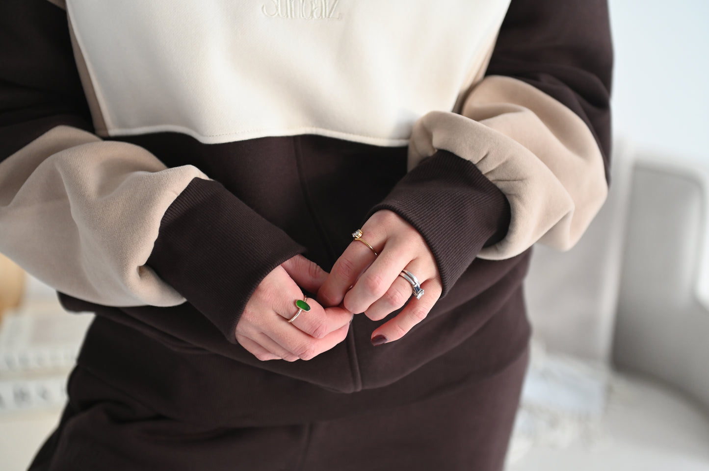 Chocolate three way Quarter zip. SALE 25% OFF