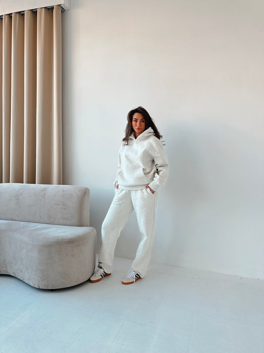 Fleece straight leg pants in Marl Grey