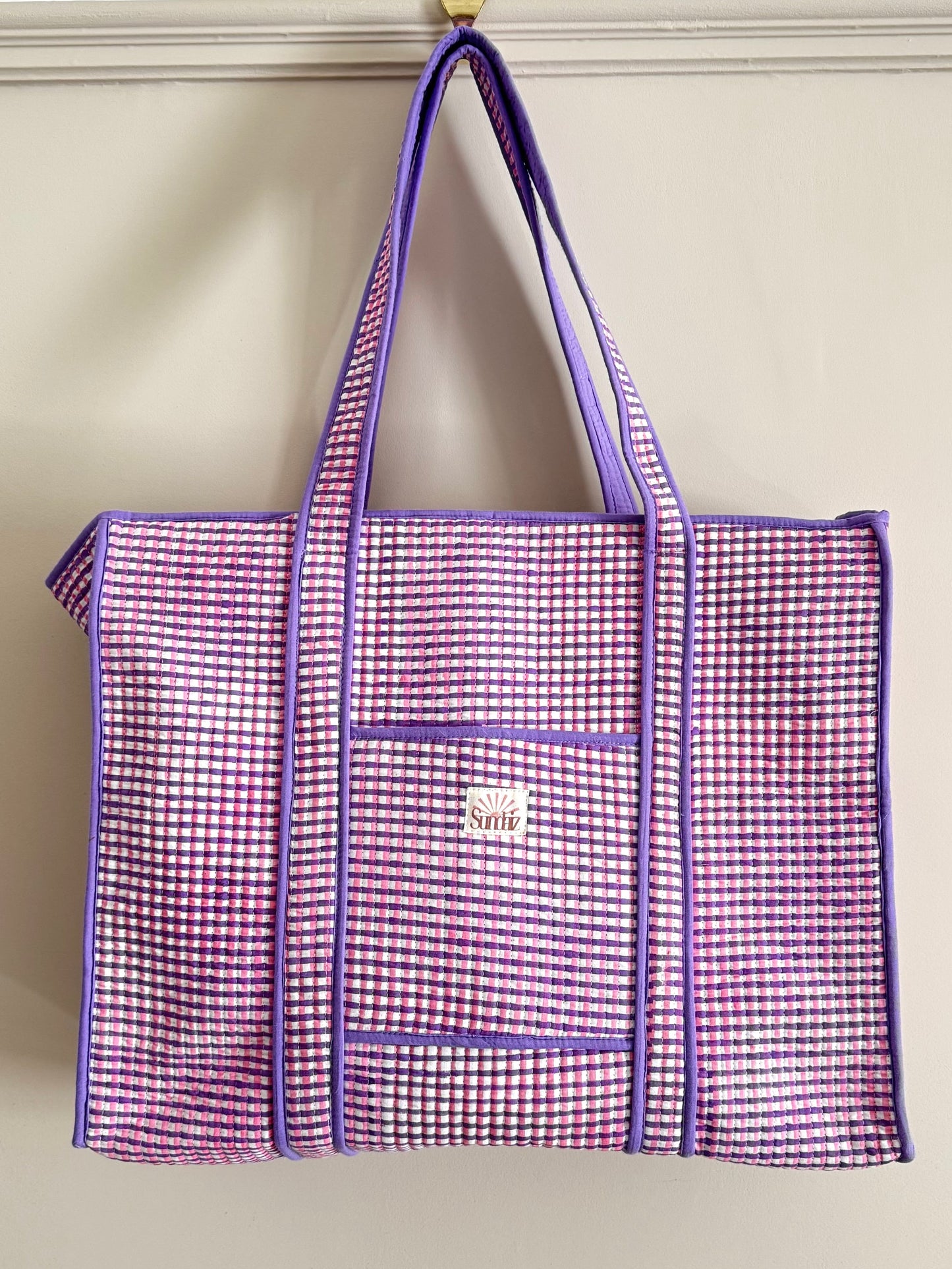 Lilac Gingham Totes and Accessories