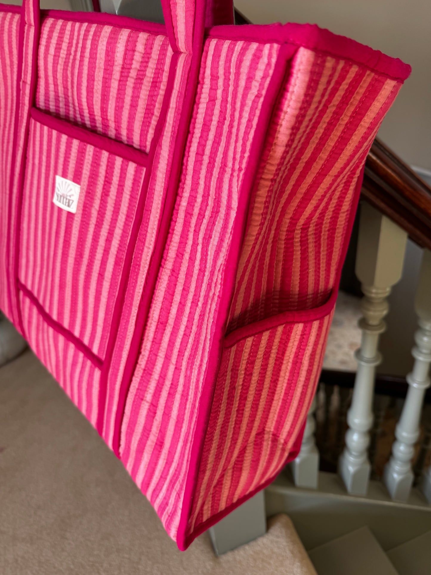 Pink Stripe Totes and Accessories