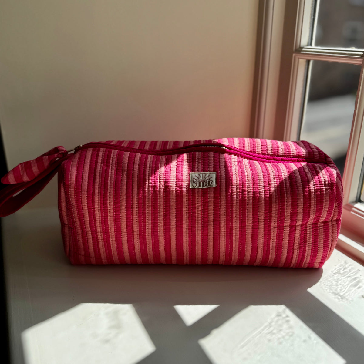 Raspberry Stripe Totes and Accessories.