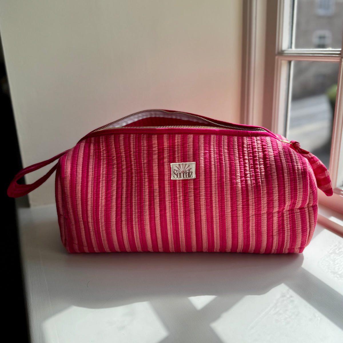 Raspberry Stripe Totes and Accessories.