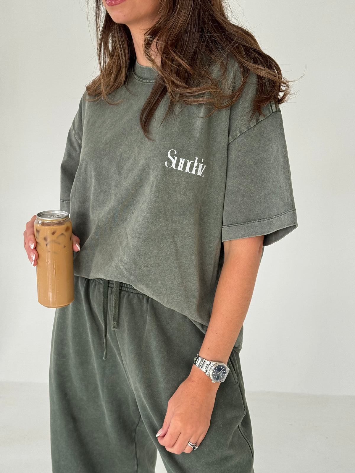 Acid Wash Oversized T-shirt (Olive)