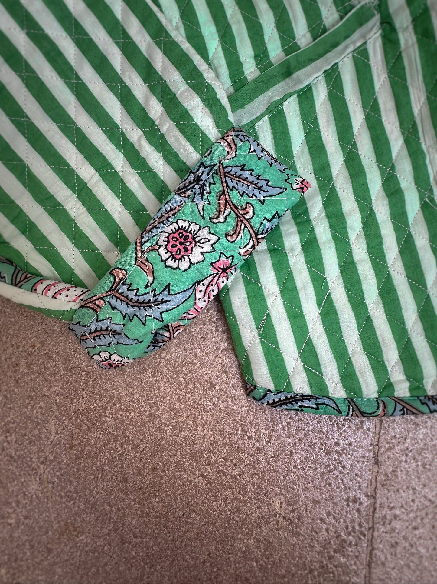 Green stripe quilted cotton jacket 40% OFF was £38