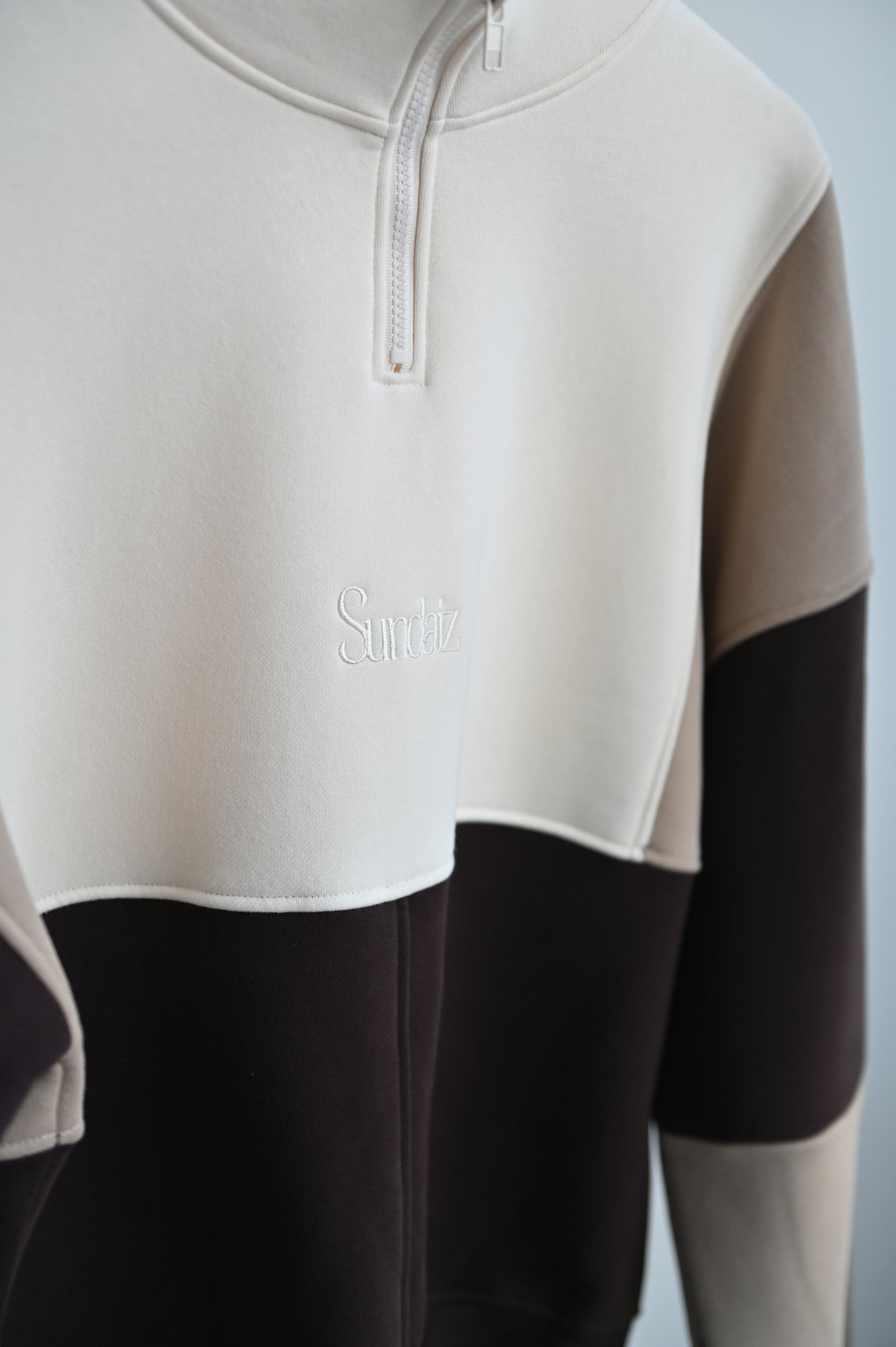 Chocolate three way Quarter zip. SALE 25% OFF