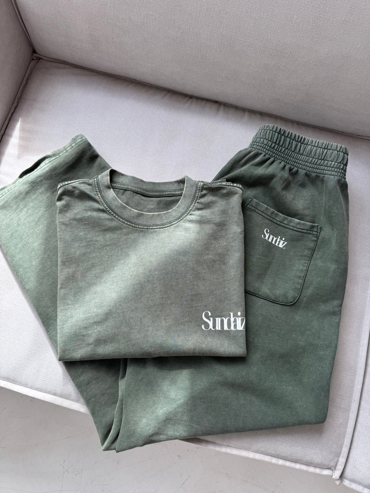 Acid Wash Barrel Leg Pants (Olive)