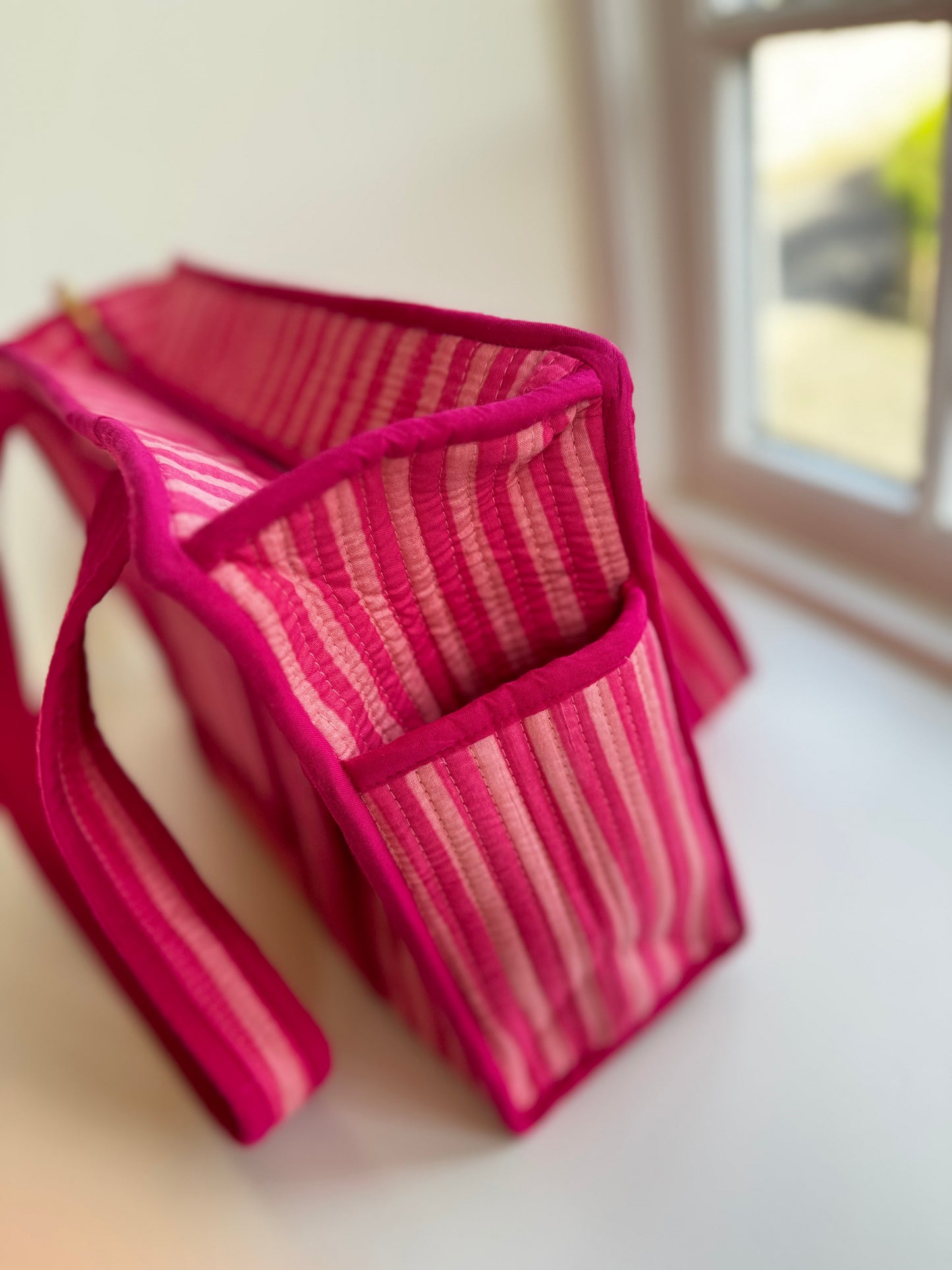 Pink Stripe Totes and Accessories