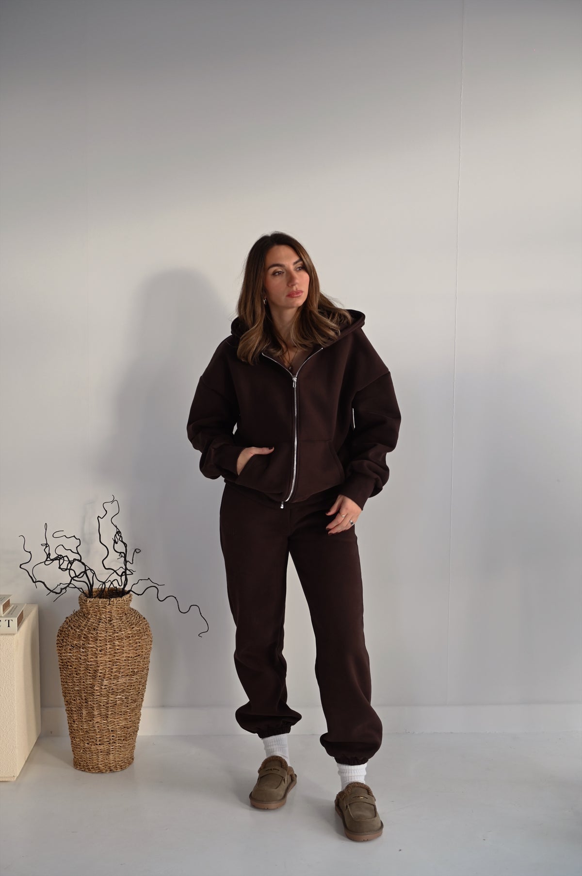 Fleece joggers in Black