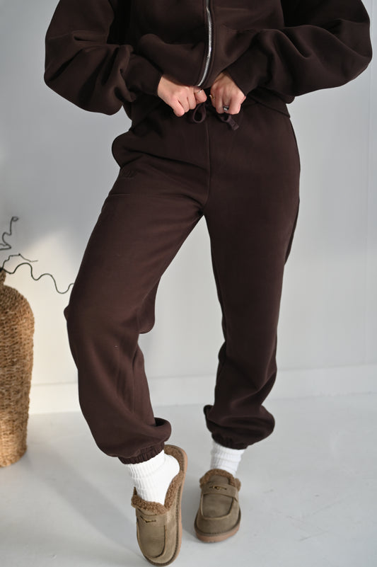 Fleece joggers in Chocolate. SALE 25% OFF