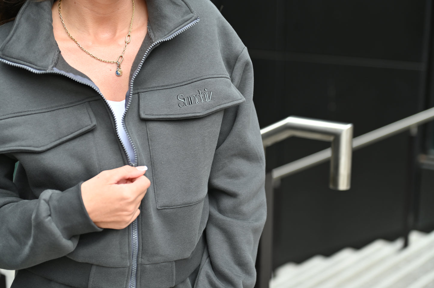 Charcoal cropped jacket size small. SALE 60% OFF