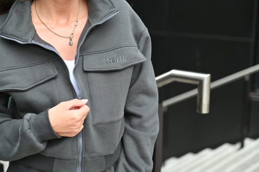 Charcoal cropped jacket size small. SALE 60% OFF