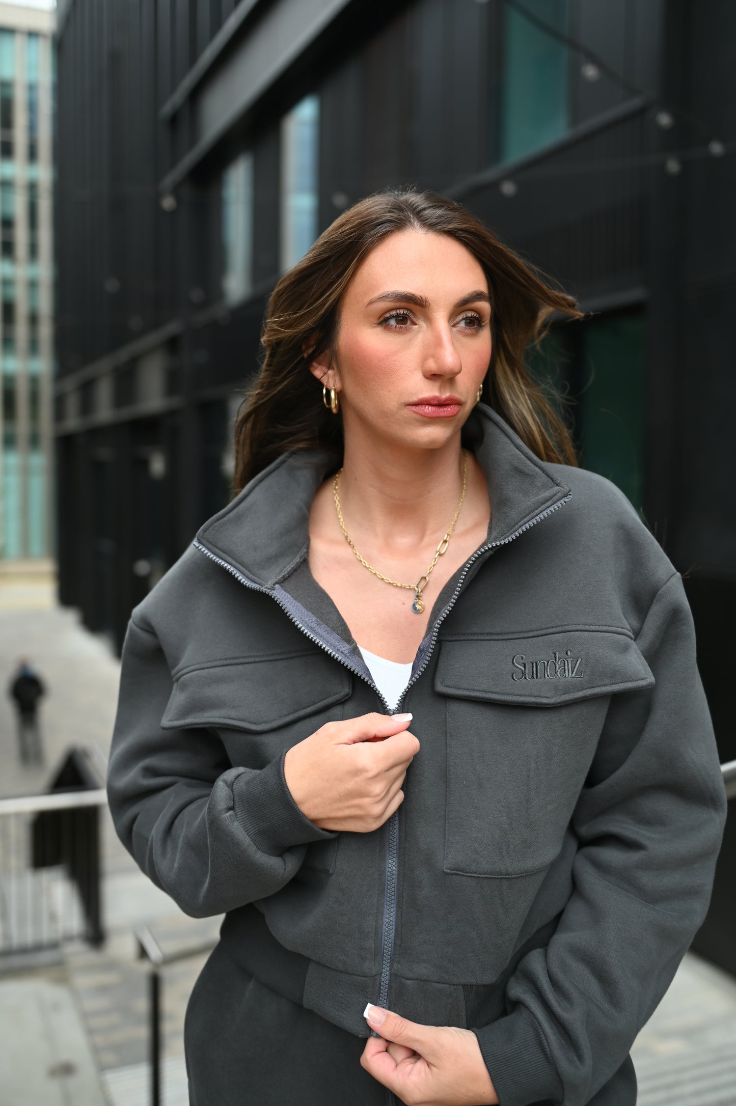 Charcoal cropped jacket size small. SALE 60% OFF