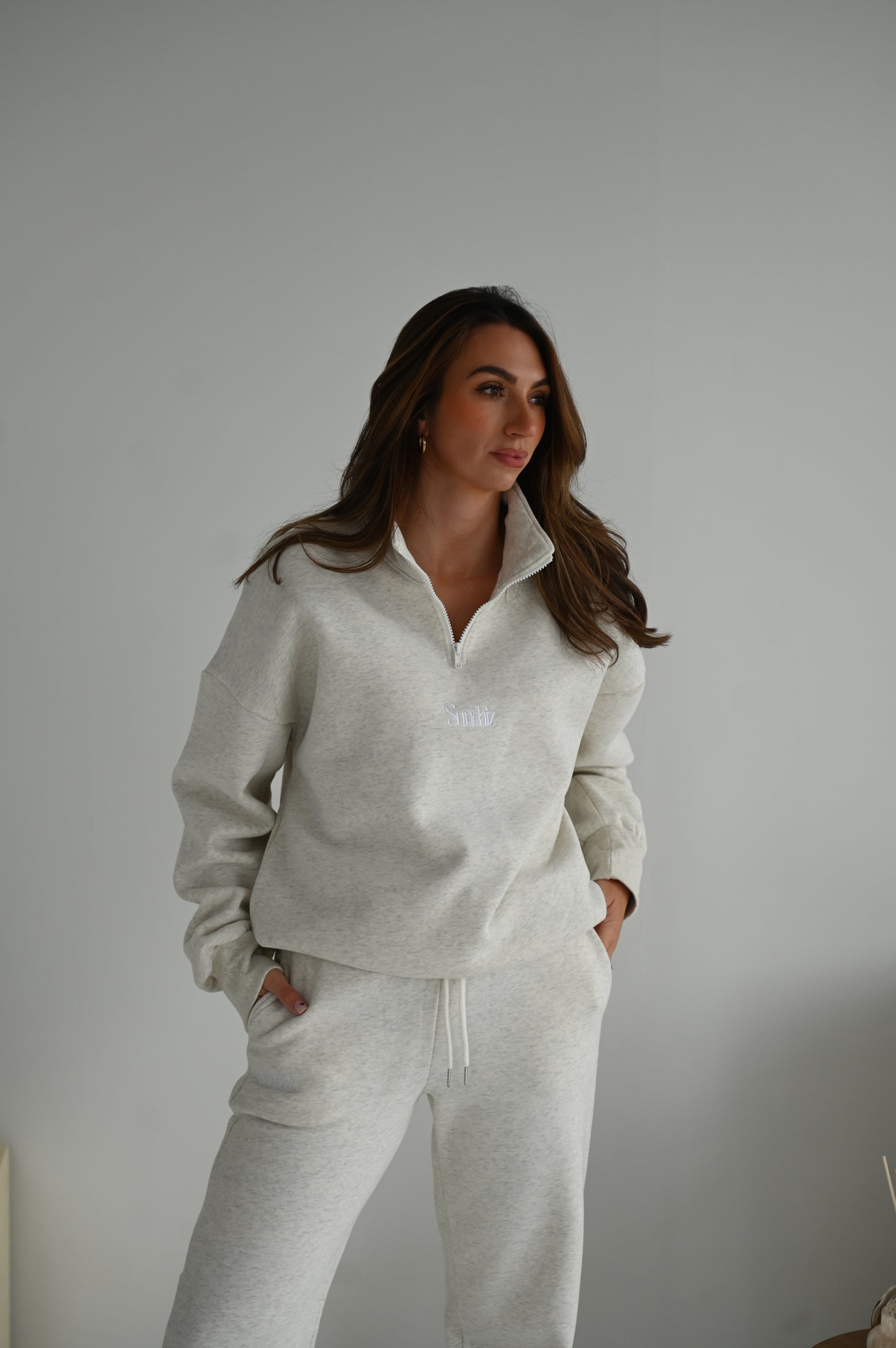 Marl Grey Quarter zip