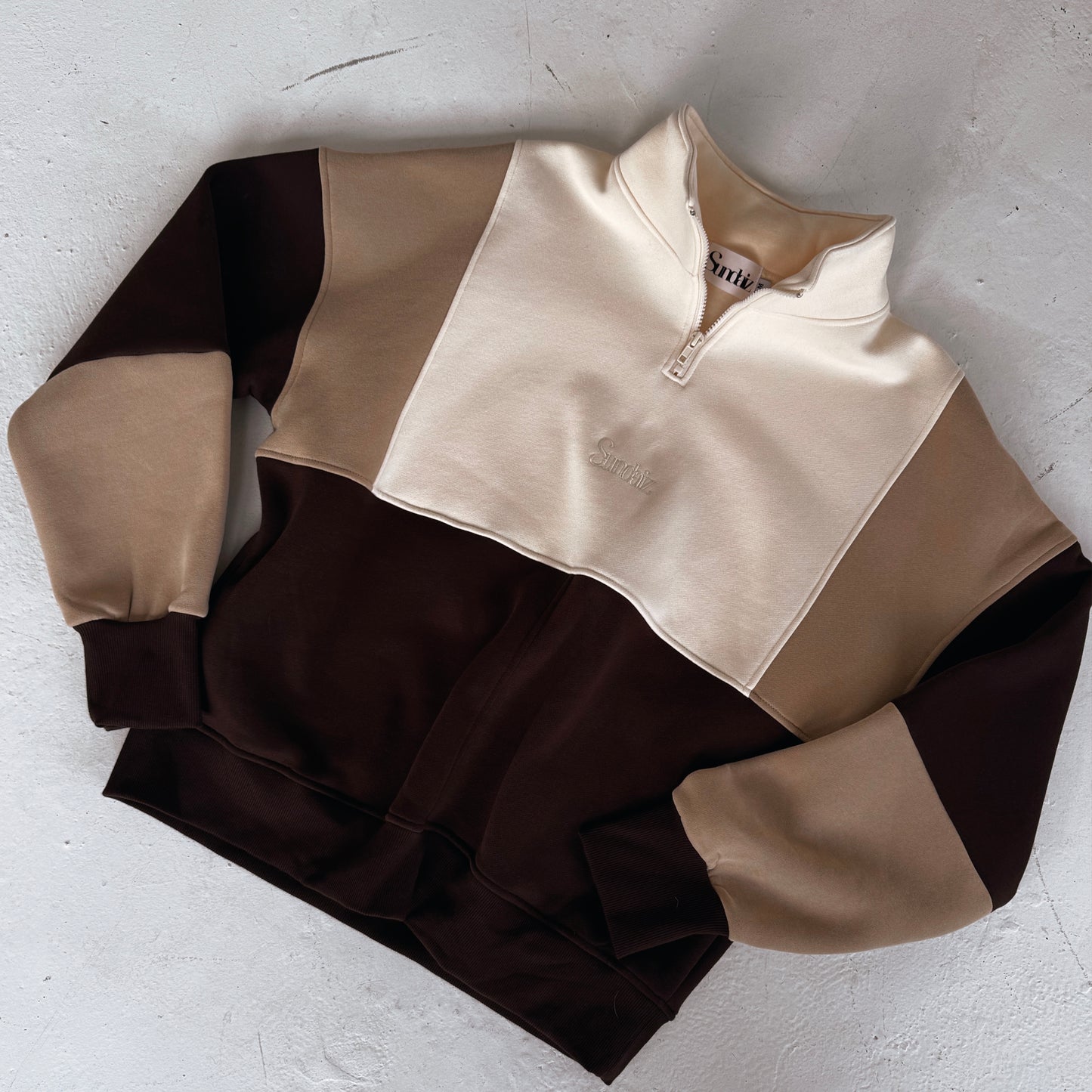Chocolate three way Quarter zip. SALE 25% OFF