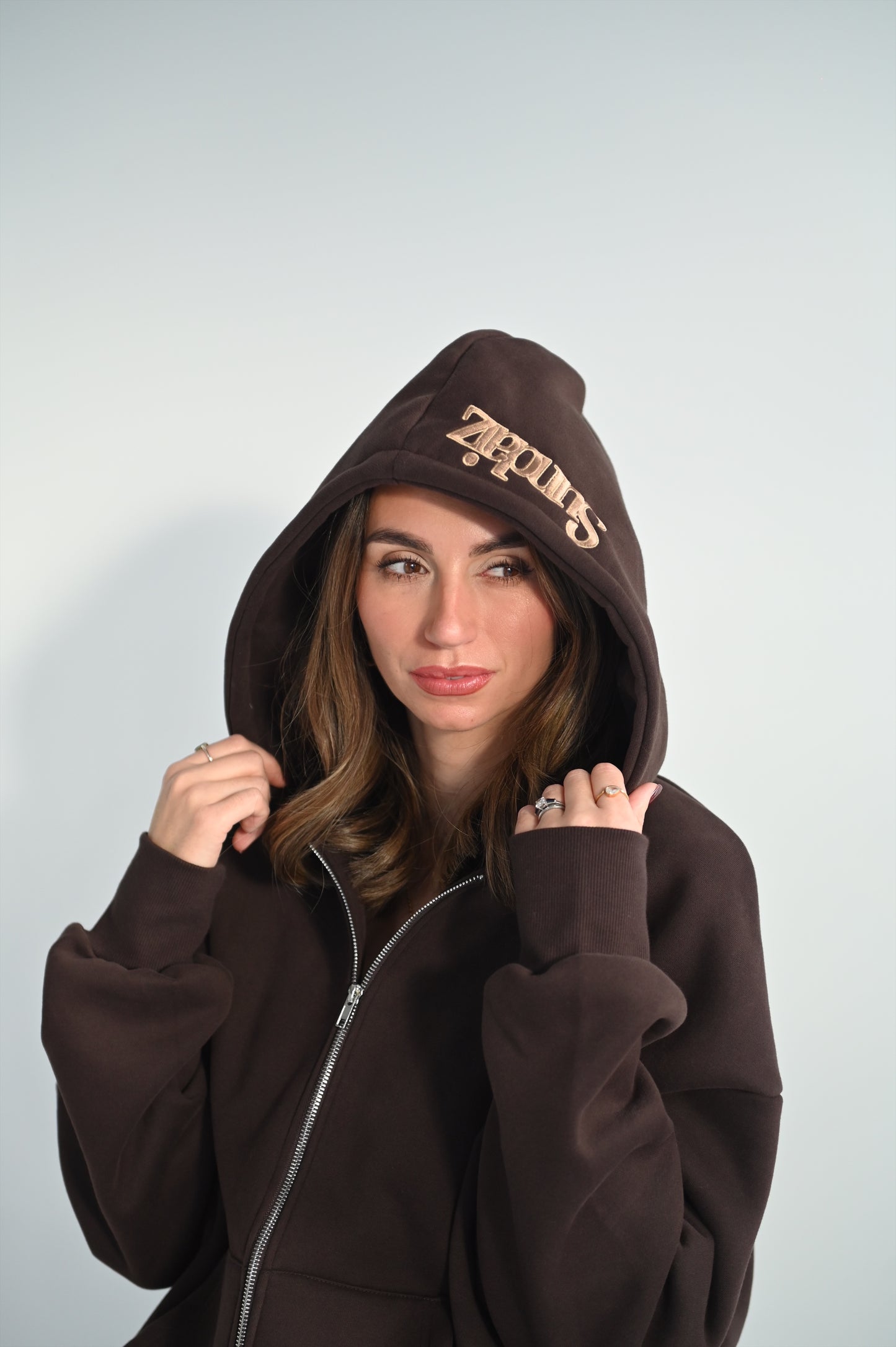 Chocolate Hoodie with zipper. SALE 25% OFF