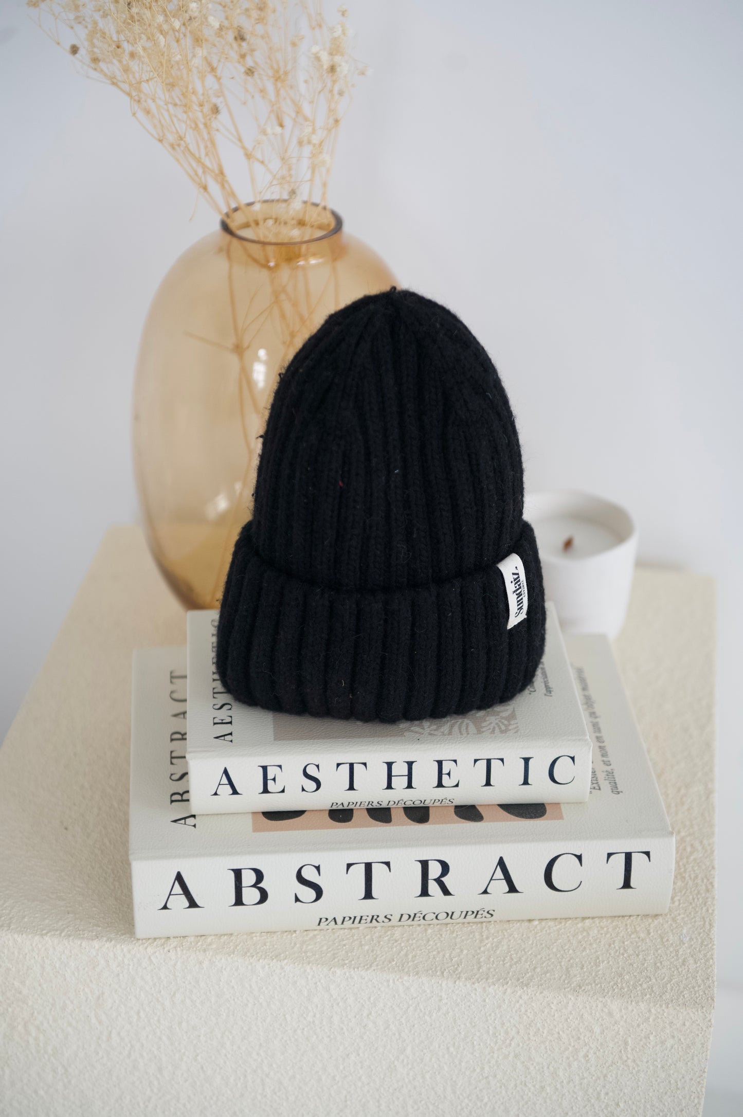 Luxury Cashmere & Cotton Blend Knitted Beanie, Silk Satin Lined.