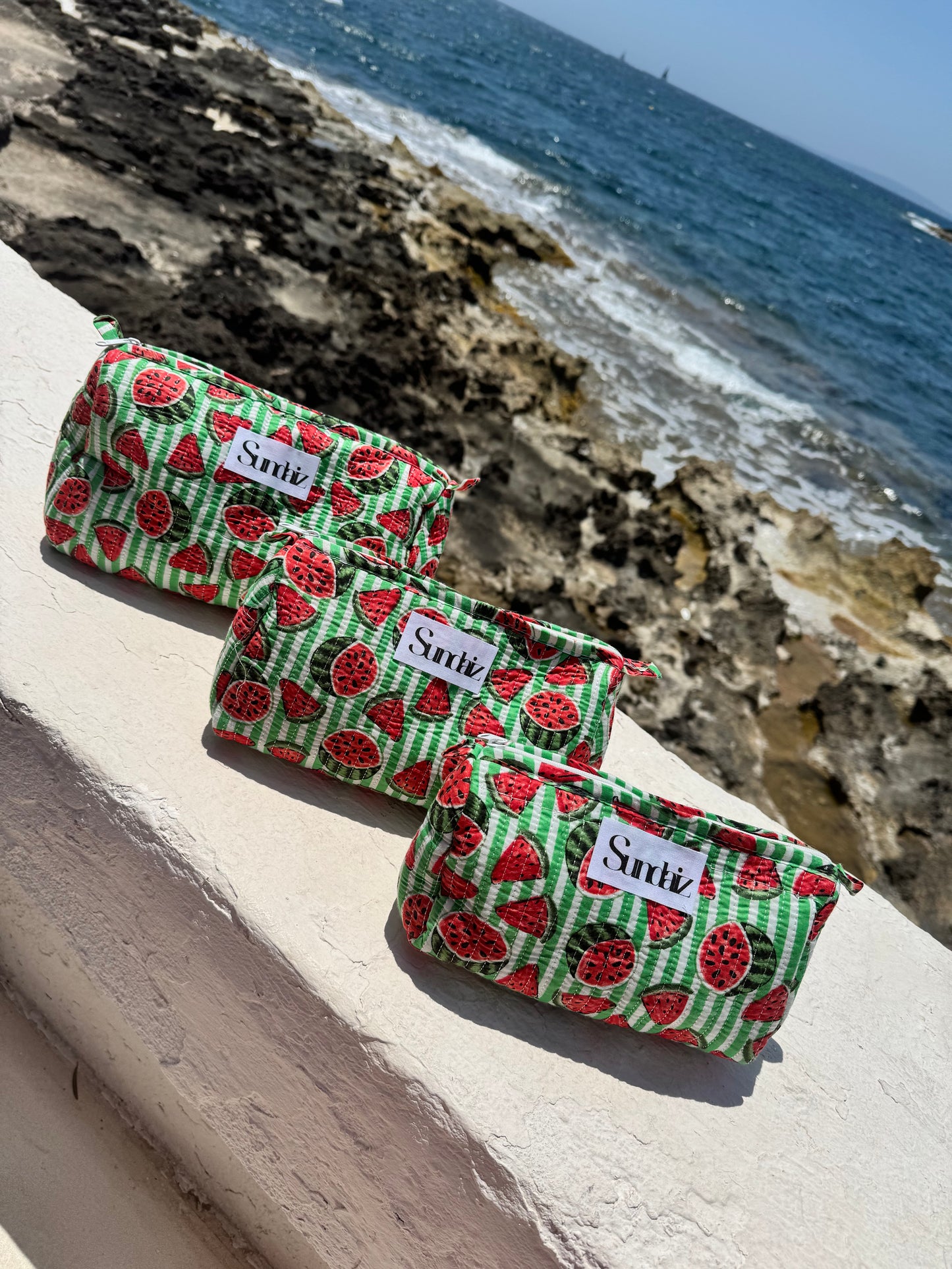 Watermelon Quilted cotton cosmetic bags
