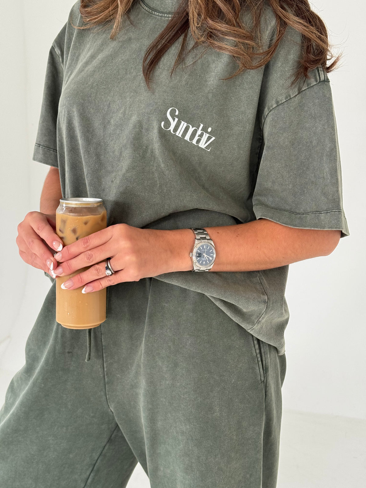Acid Wash Oversized T-shirt (Olive)