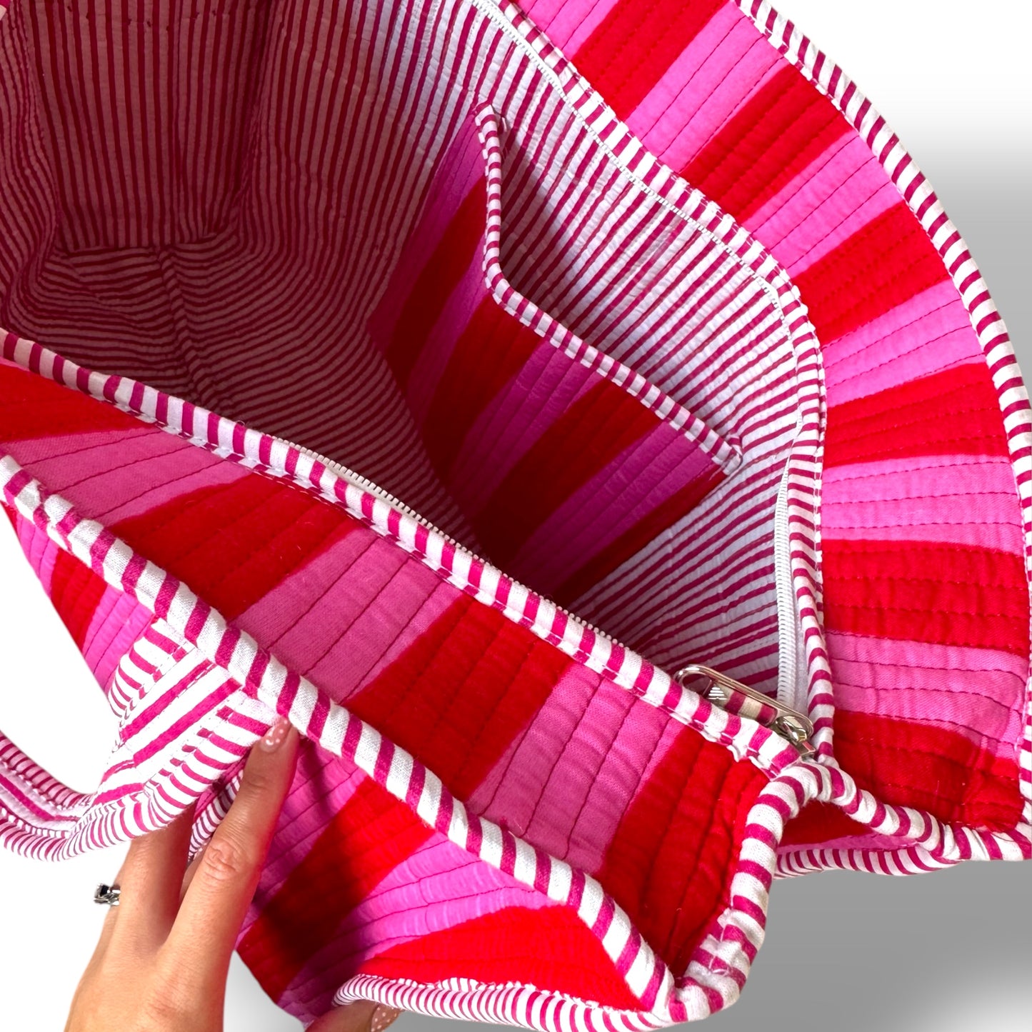Valentines stripe tote bags.