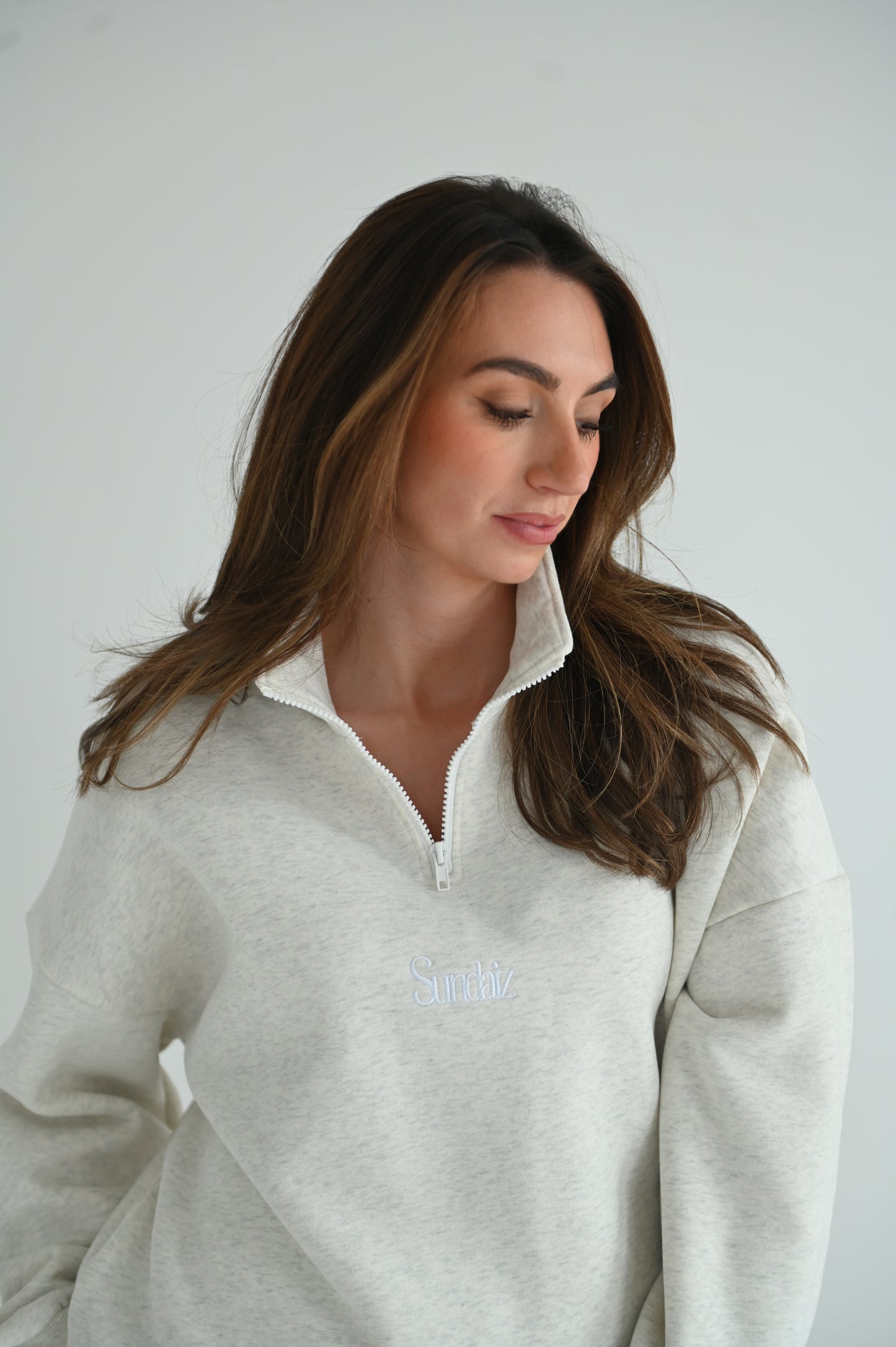 Marl Grey Quarter zip