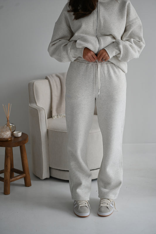 Fleece straight leg pants in Marl Grey