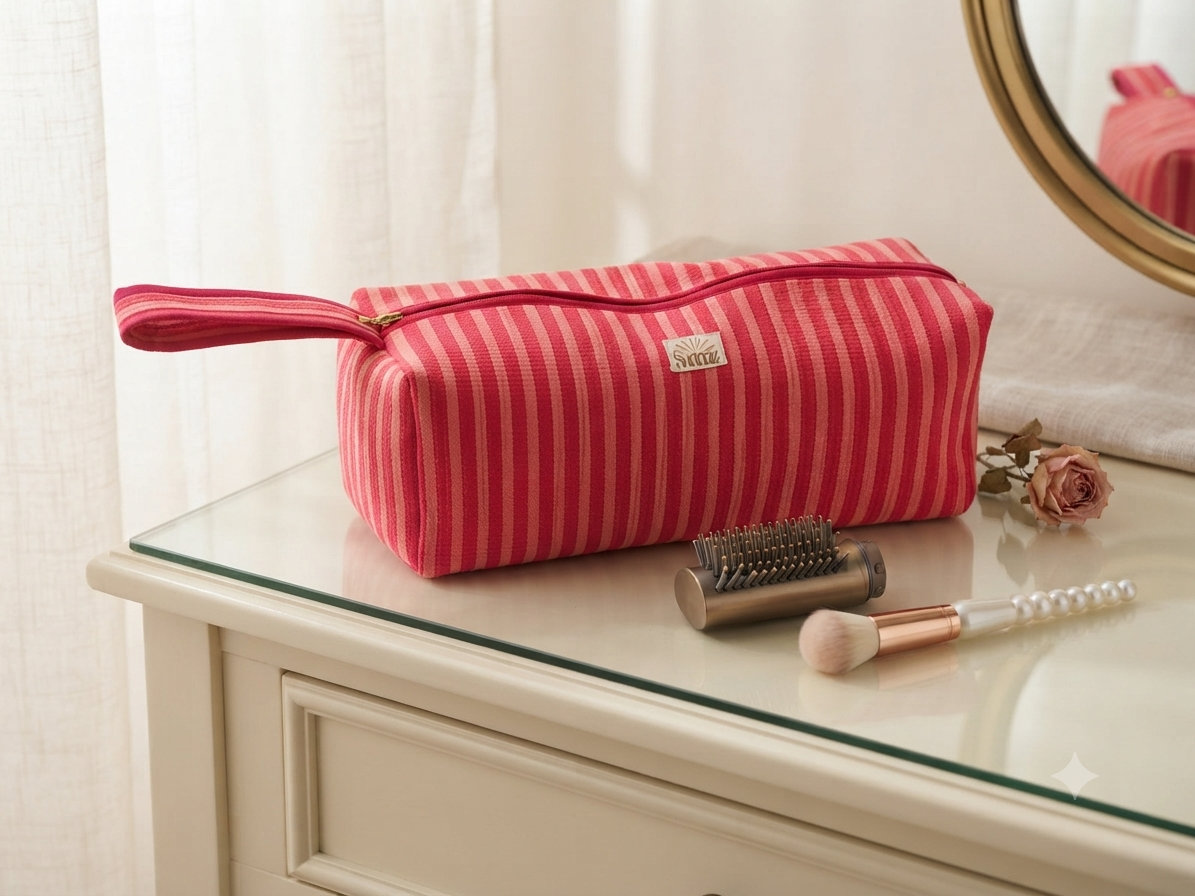 Raspberry Stripe Totes and Accessories.