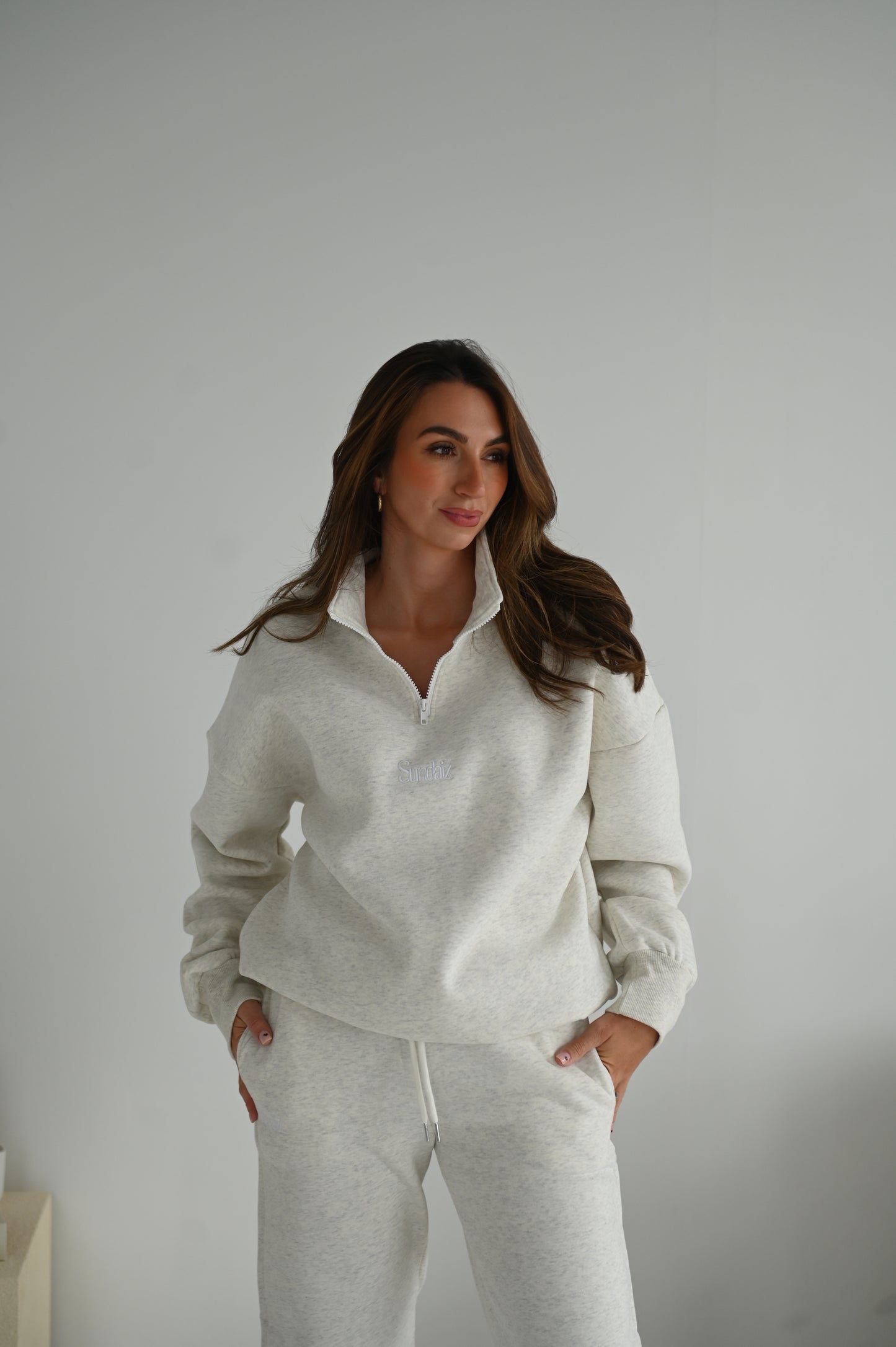 Marl Grey Quarter zip