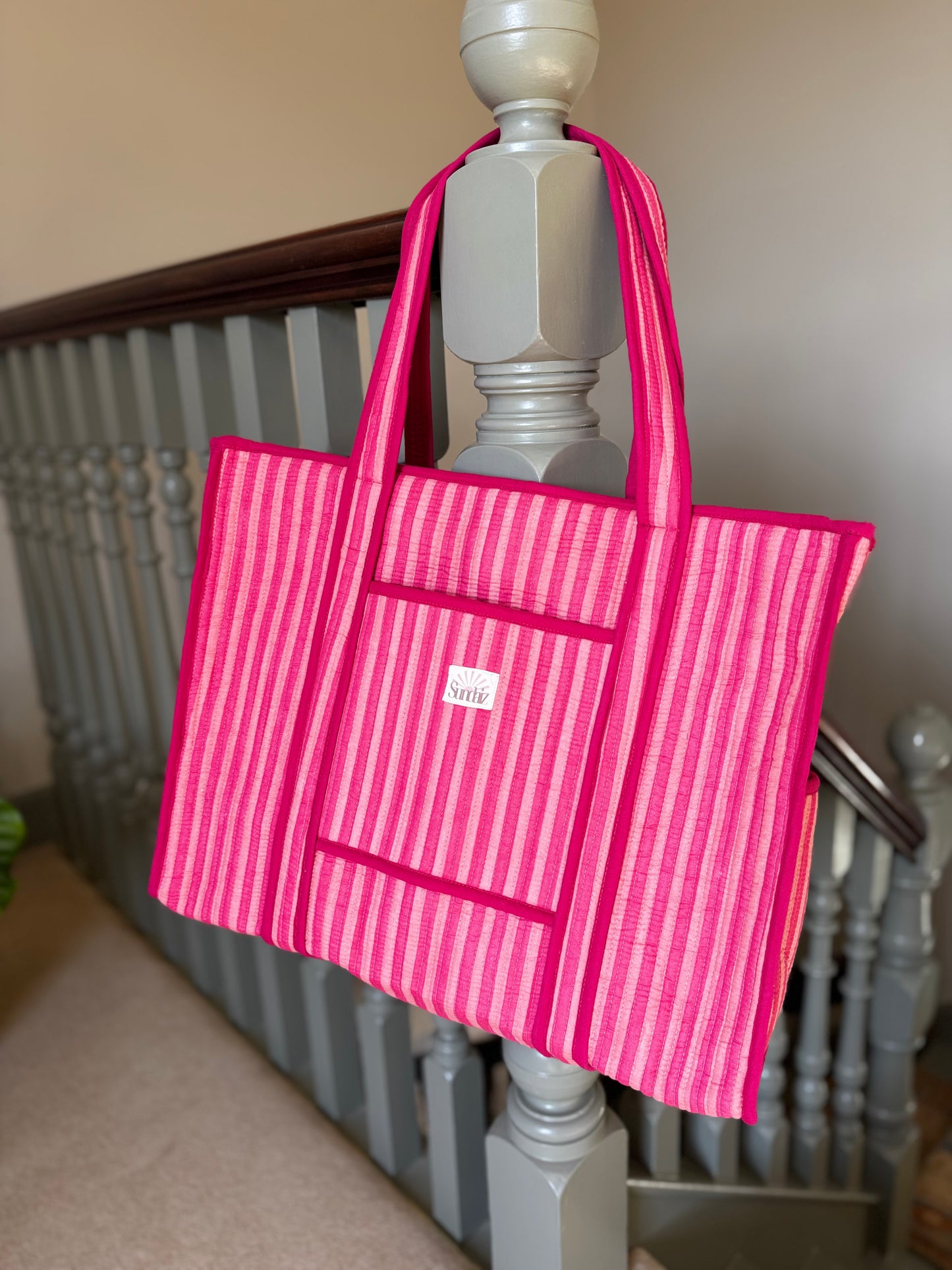 Pink Stripe Totes and Accessories